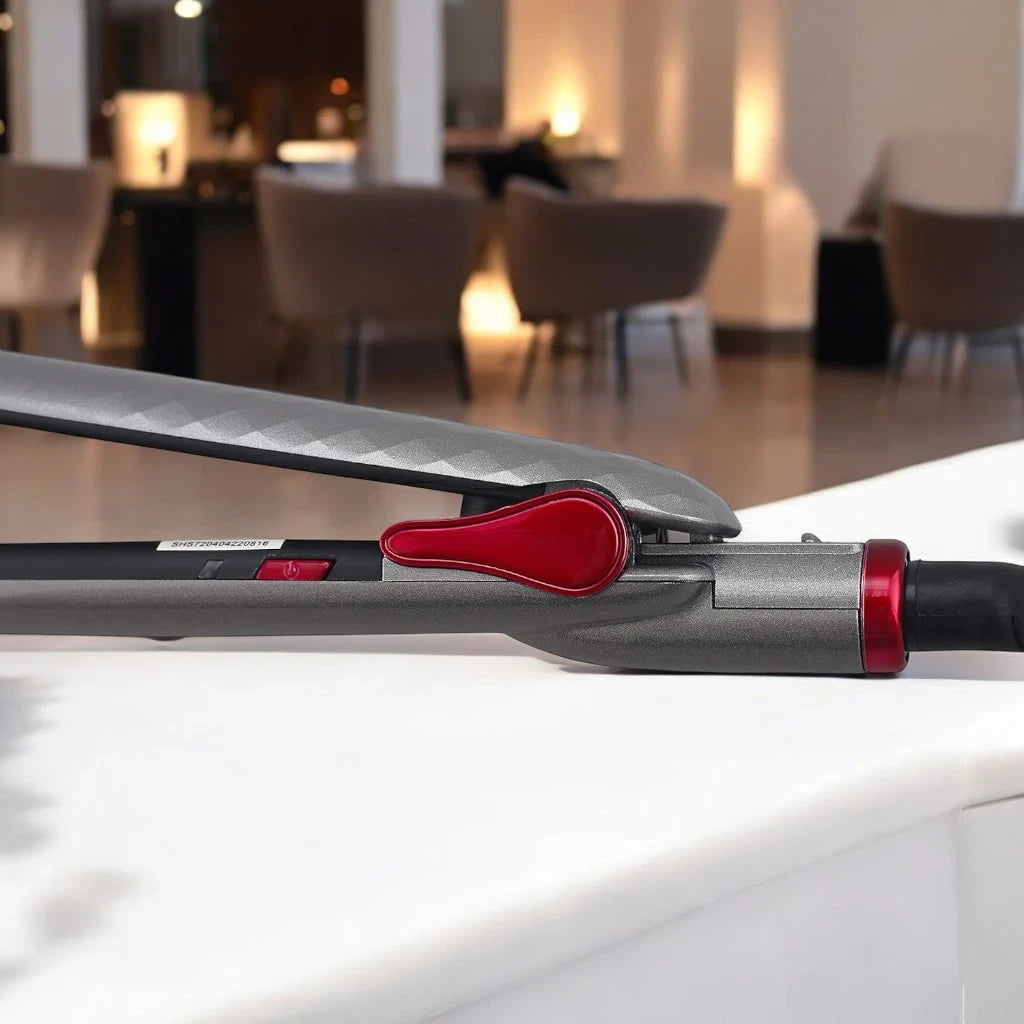 Sonashi Hair Straightener with Ceramic Coating Plates – LCD Display, Max Temperature 200°C, 360° Swivel Cord, Fast Heat-Up, Auto Shut-Off – Frizz-Free, Salon-Quality Styling – Silver, 35W - SHS-2024N - Damoo