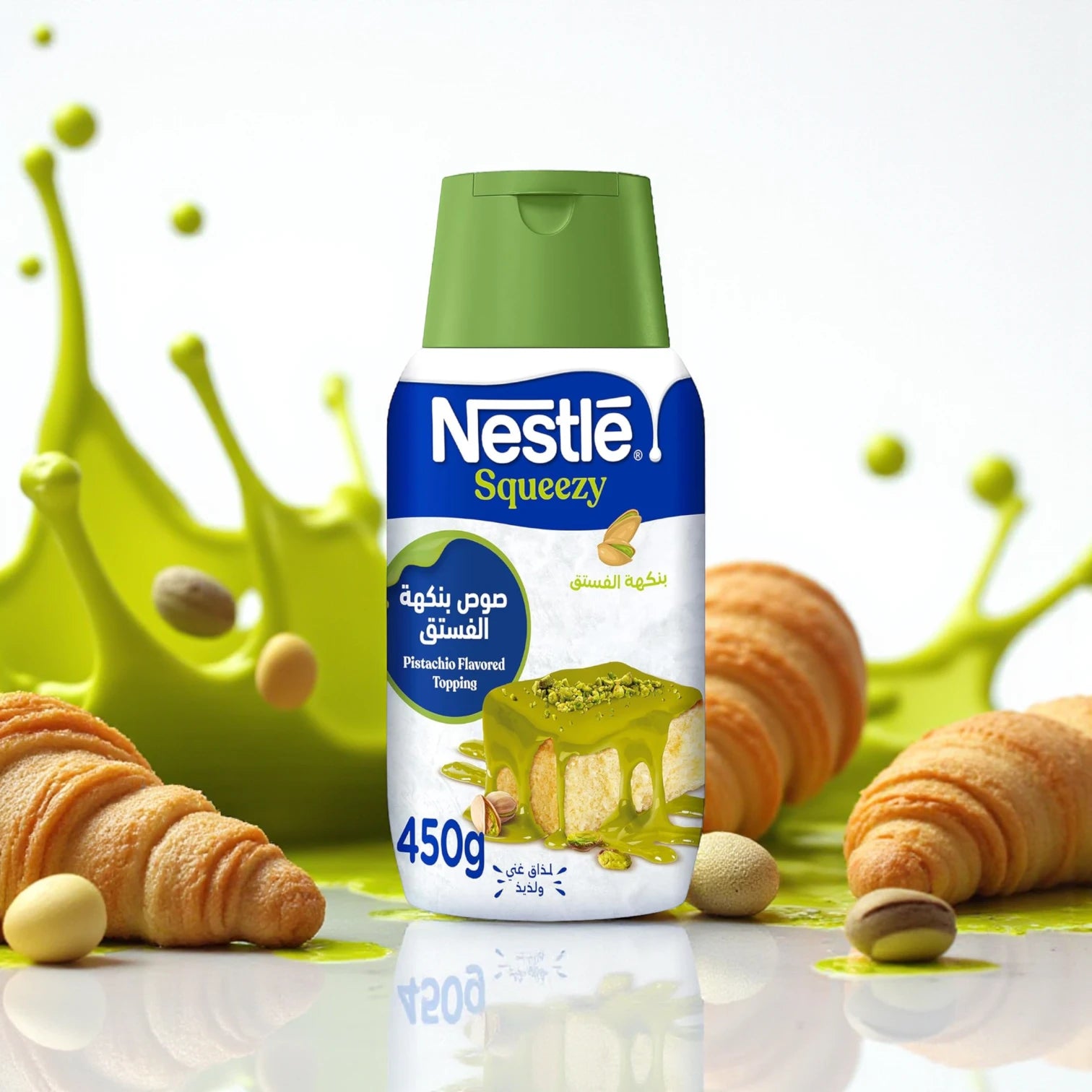 Nestlé Squeezy Pistachio Flavored Sweetened Condensed Milk Topping, 450g – Rich, Creamy & Easy-to-Use Dessert Delight - Damoo