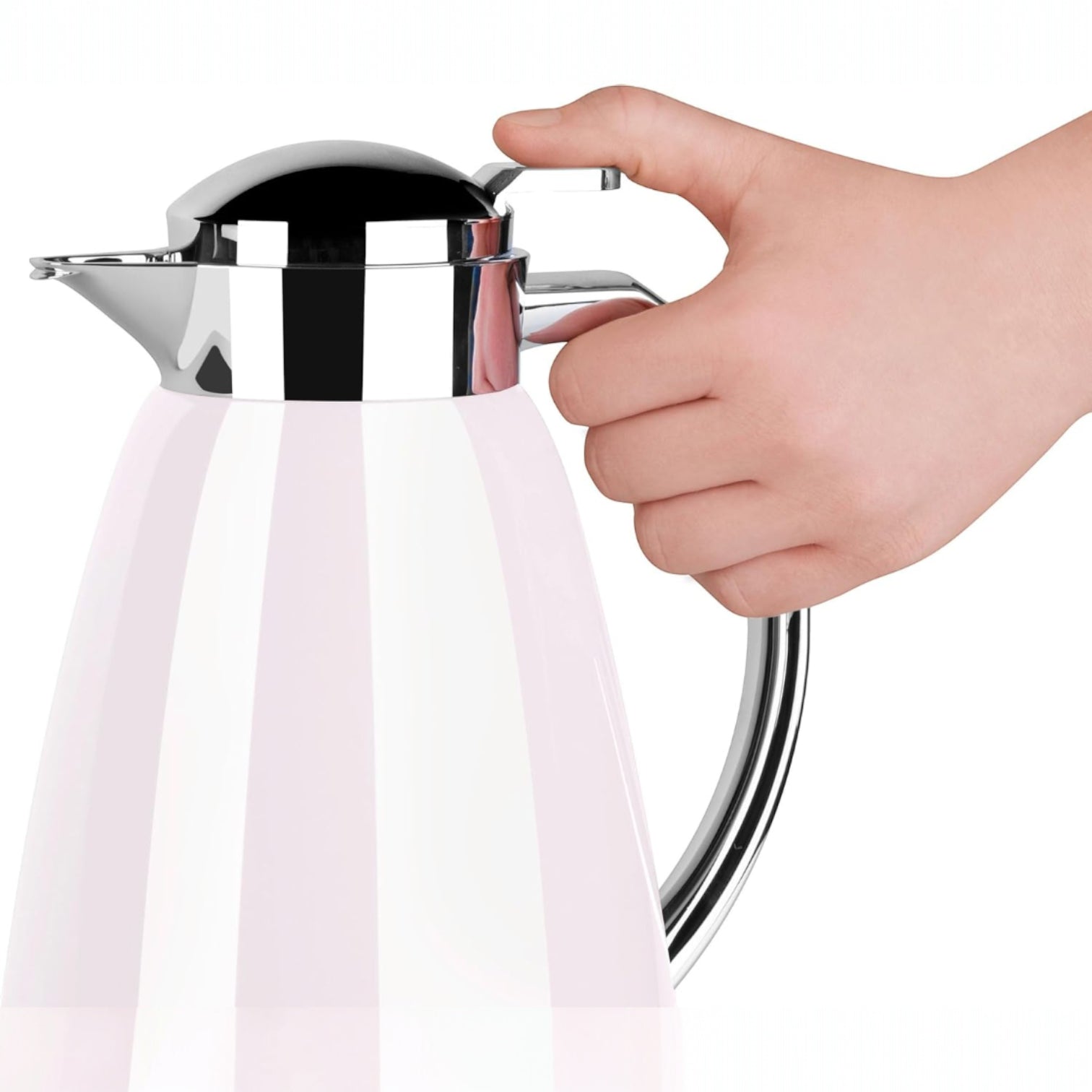 Emsa Campo Thermal Jug 1.0L – Pastel Rose Plastic ABS Vacuum Flask with Glass Liner, 100% Leak-Proof, One-Hand Quick-Tip Operation & Timeless German Design - Damoo