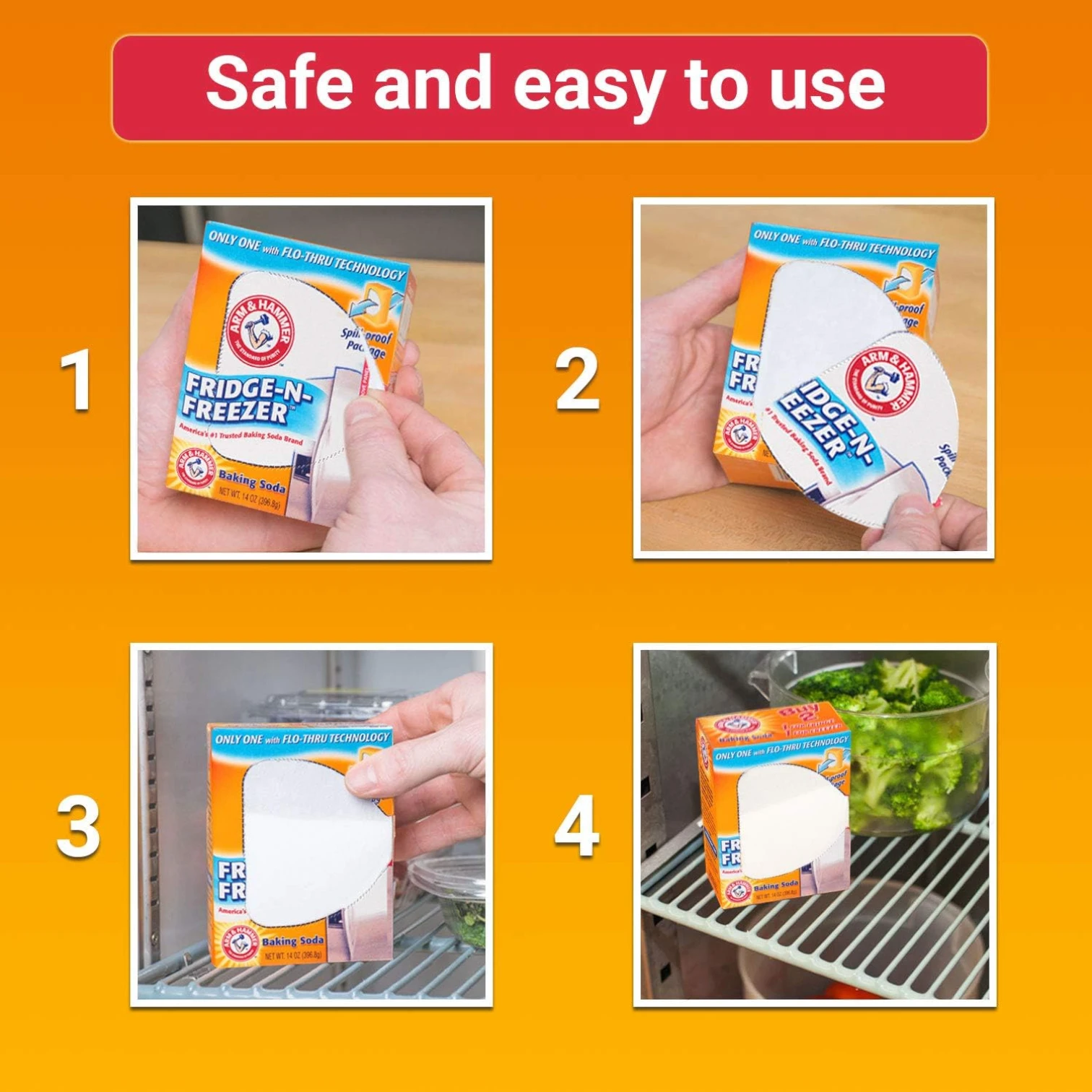 Arm & Hammer Fridge-N-Freezer Baking Soda – 396.9g | Odor Absorber & Food Freshener for Refrigerator and Freezer - Damoo