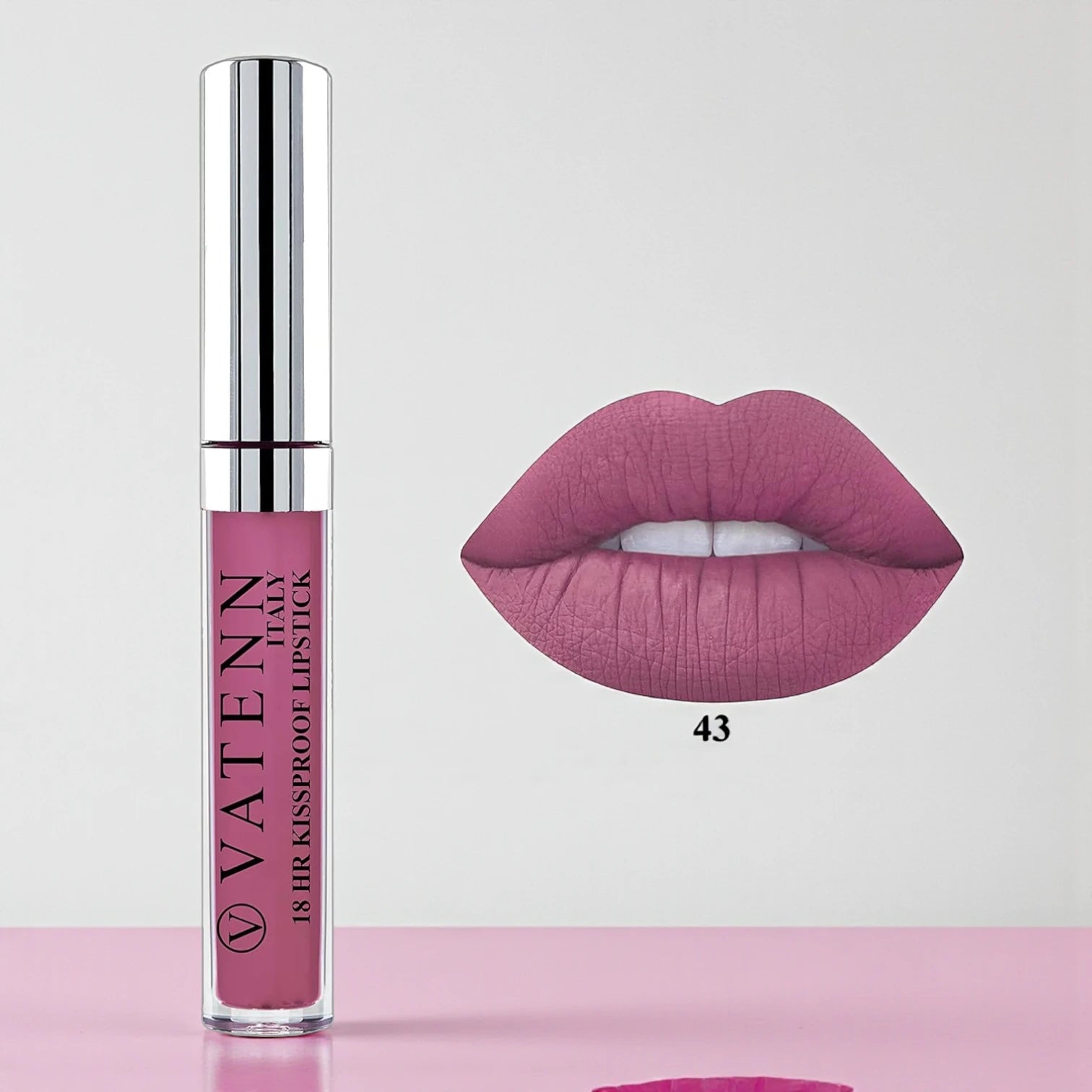 Vatenn Italy 18Hr Kissproof Liquid Matte Lipstick – Shade 43 Stella | Long-Lasting, Smudge-Proof & Bold Color - Damoo