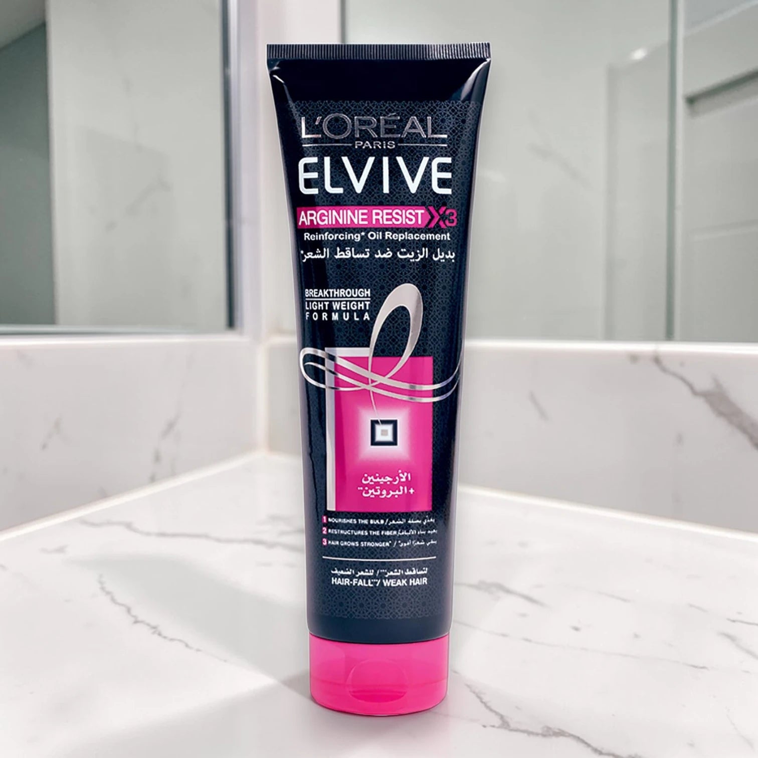 L'Oréal Paris Elvive Arginine Resist X3 Oil Replacement 300ml – Reinforcing Leave-In Hair Cream for Hair Fall and Weak Hair - Damoo