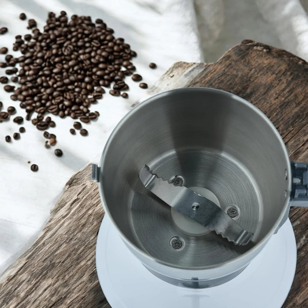 Sonashi Coffee/Spice Grinder – 0.8L, Detachable Stainless Steel Jar, 3-Speed Mixer Grinder, Overheat Protection, 350W Electric Coffee Bean Grinder, Ideal for Spices, Nuts & Dried Fruits – White/Silver/Grey - SCG-4006 - Damoo