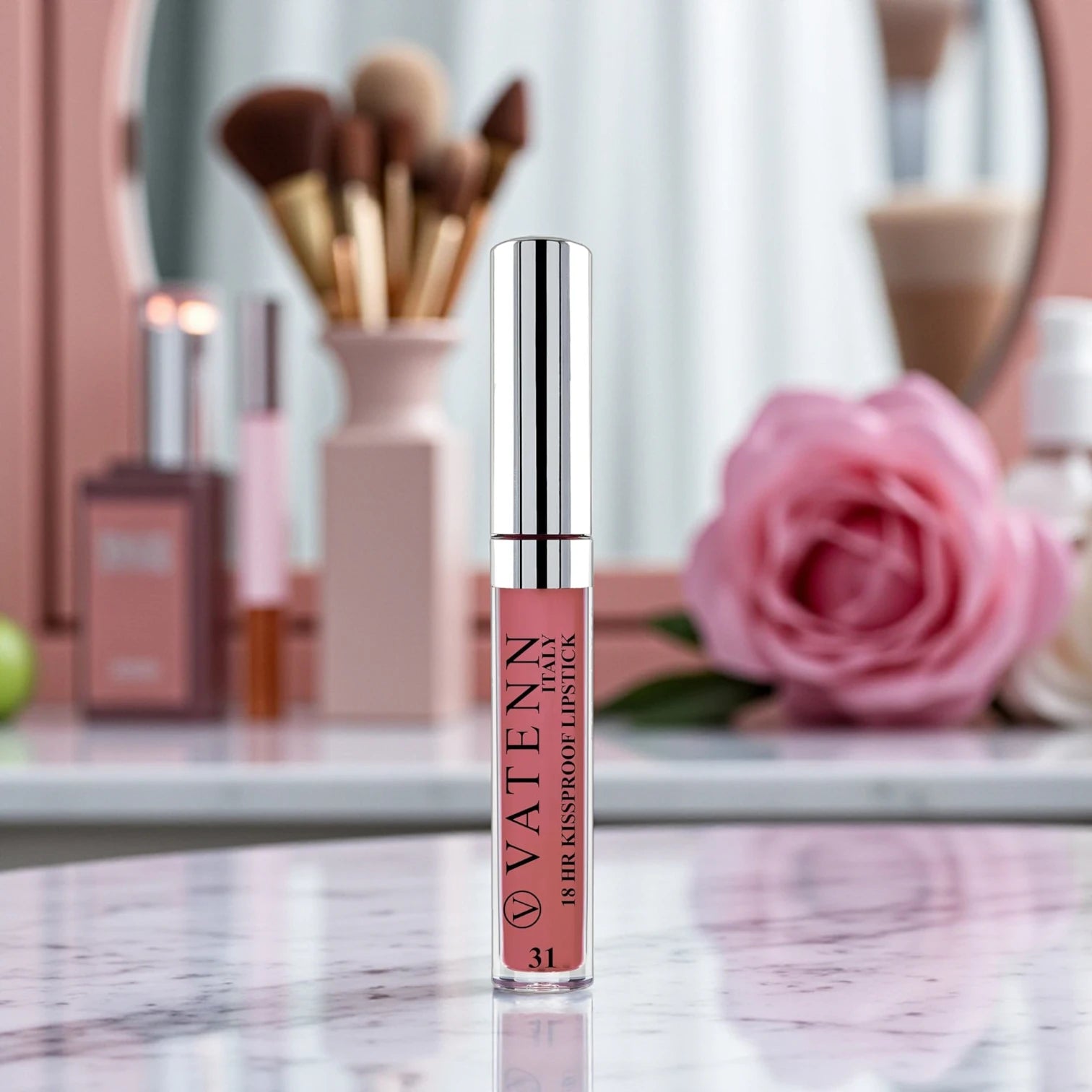 Vatenn Italy 18Hr Kissproof Matte Liquid Lipstick Shade 31 | Waterproof, Transfer-Proof, Highly Pigmented, Long-Lasting Lip Color - Damoo