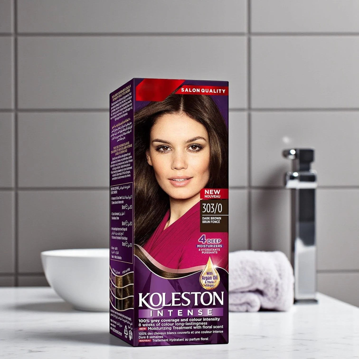 Wella Koleston Intense Hair Color Cream 303/0 Dark Brown – Long-Lasting, Grey Coverage, With Argan Oil – 50ml Kit with Developer & Treatment - Damoo