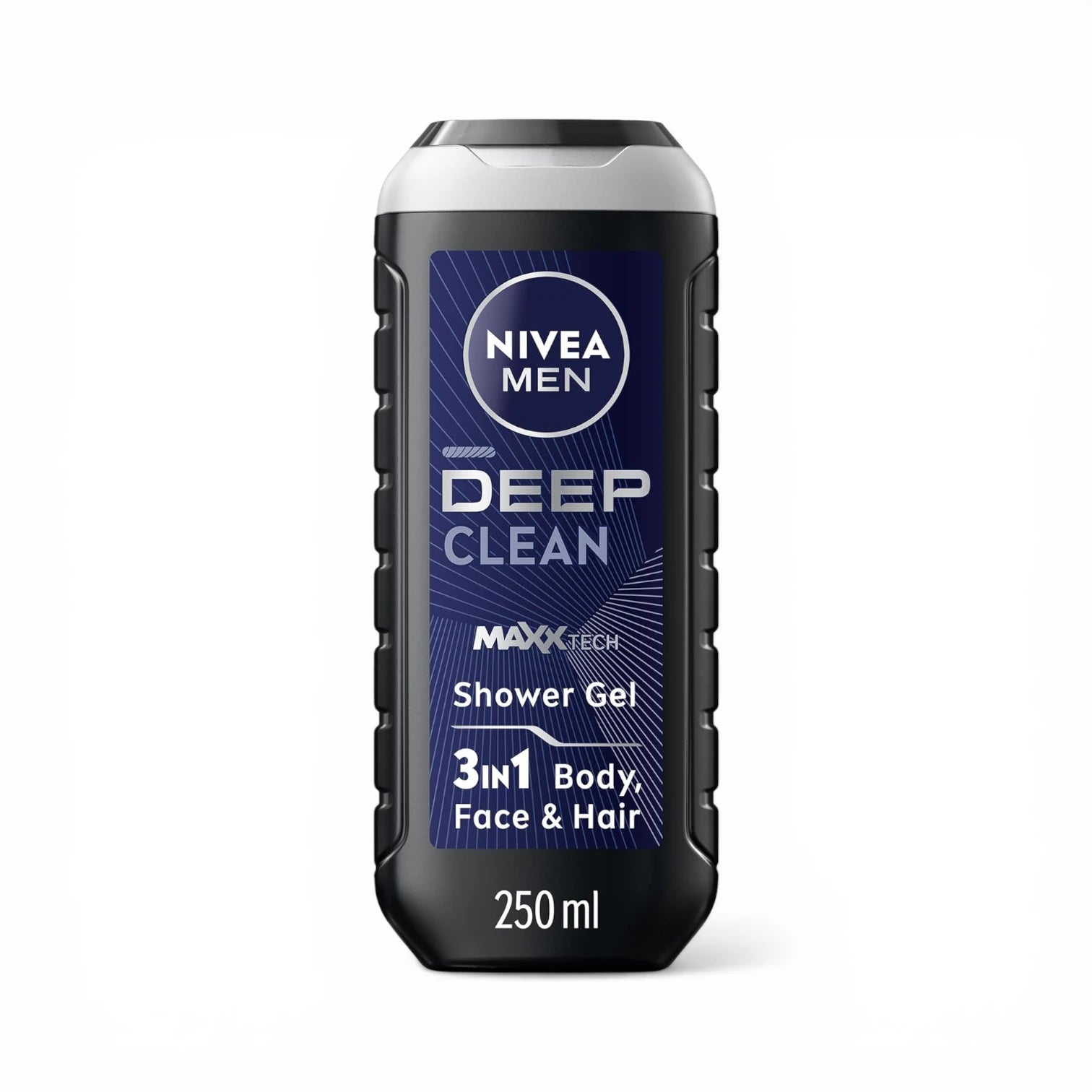 NIVEA MEN Deep 3in1 Shower Gel 250ml – Micro-Fine Clay Deep Cleansing Body Face & Hair Wash with Woody Fragrance pH Balanced - Damoo