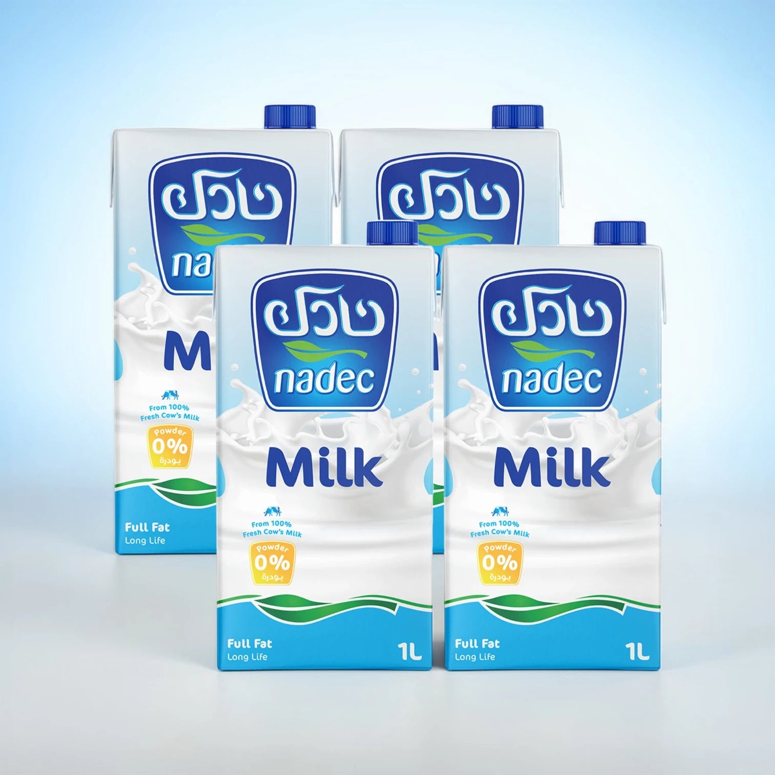 Nadec Long Life Full Fat Milk 4 x 1L – UHT Milk from 100% Fresh Cow’s Milk – Rich & Creamy with Calcium, Protein & Vitamins A & D - Damoo