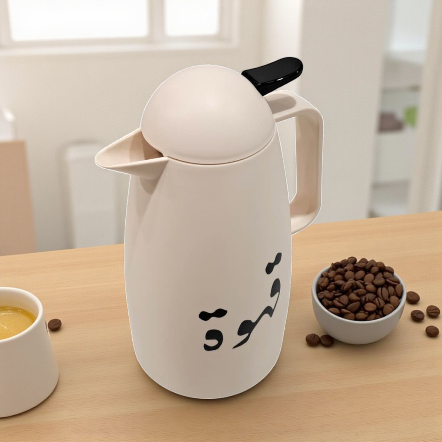 Crystal House Thermos Flask – Elegant Cream Color | Double Wall Insulated Coffee Flask for Hot & Cold Beverages - Damoo