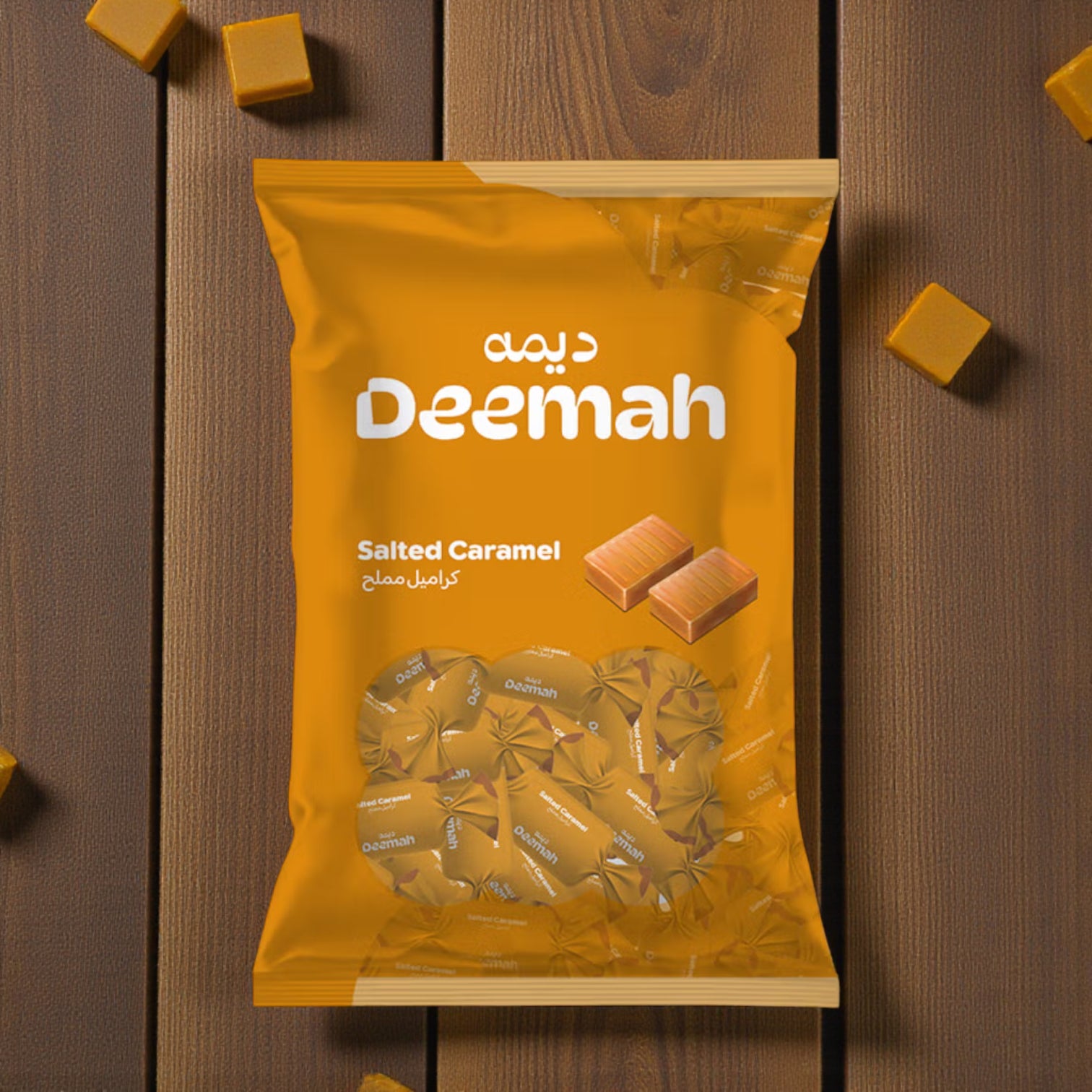 Deemah Salted Caramel Toffee – 700g Family Pouch | Soft & Chewy Salted Caramel Candy – Individually Wrapped Sweets for Kids & Adults