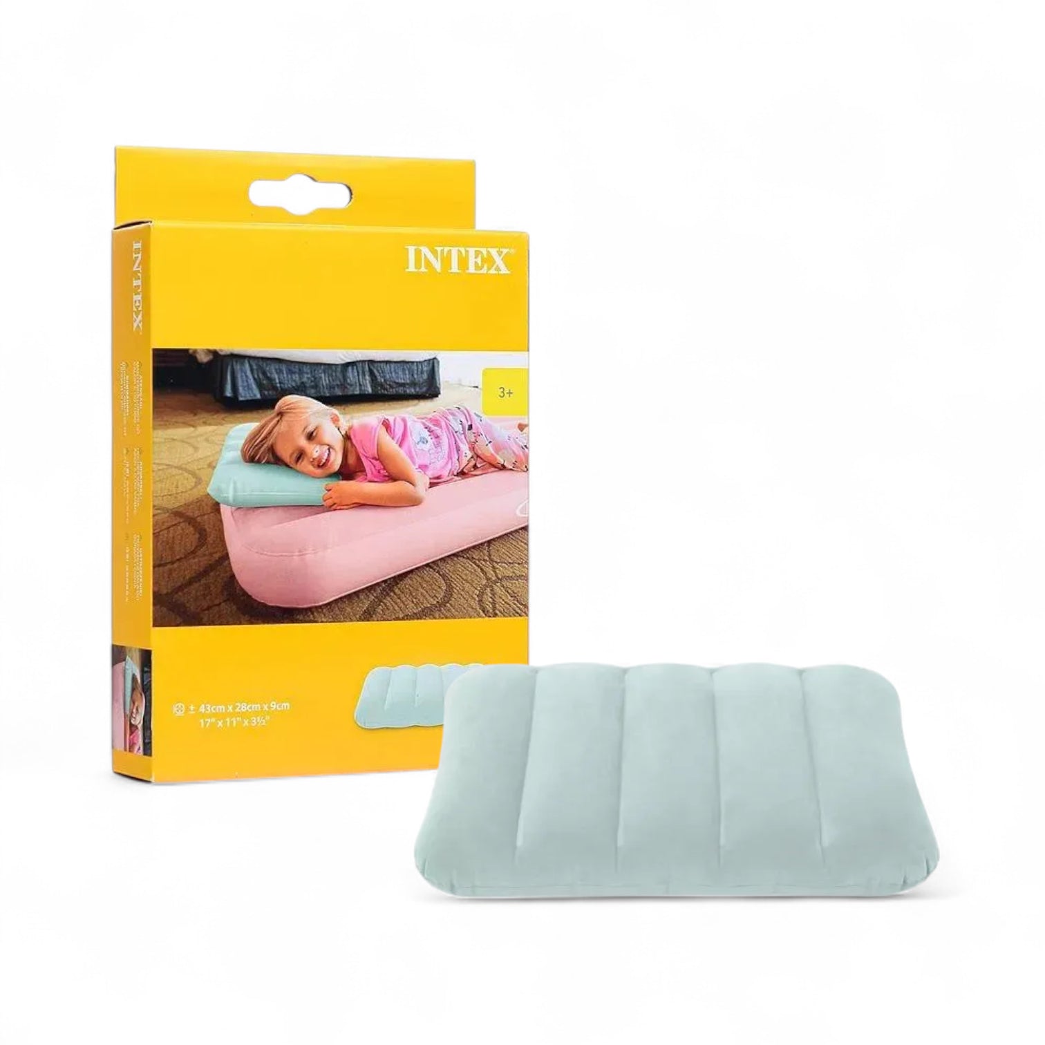 Intex Kids Inflatable Pillow – Soft Travel & Sleeping Cushion for Kids | Compact, Lightweight & Comfortable | Ages 3+ | 43 × 28 × 9 cm - Damoo