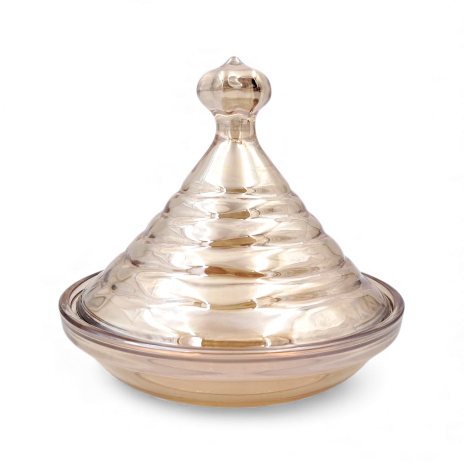 Decorative Glass Candy Jar with Dome Lid – Elegant Serving Jar for Dates, Sweets & Treats, Ideal for Ramadan & Home Décor (12H x 13L × 13W CM) - Damoo
