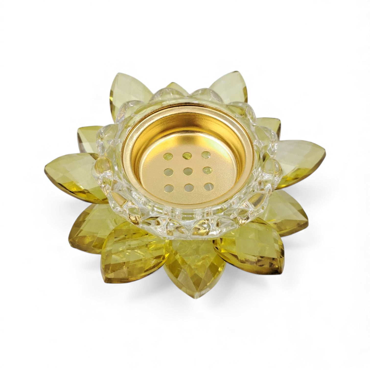 Crystal Lotus Bakhoor Burner – Yellow | Luxury Crystal Mabkhara | Home Décor Oud & Incense Burner | Arabic Gift for Home & Ramadan