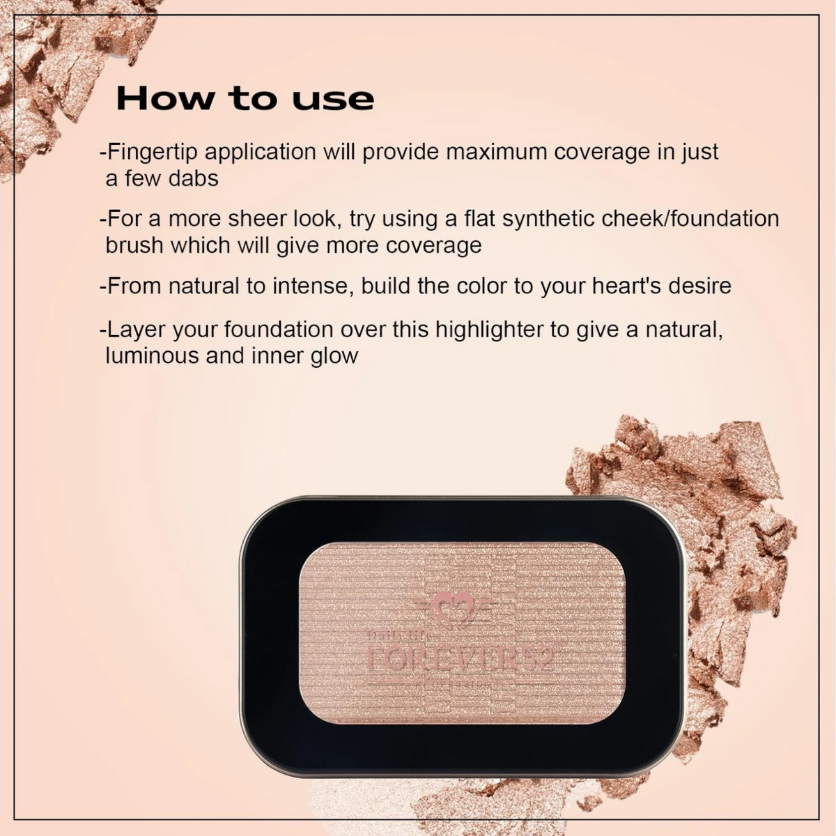 Forever52 Glow On Highlighter FGH003 Bonfire (7g). Silky cream highlighter with full coverage, ultra-blendable texture, radiant finish. Vegan & cruelty-free. - Damoo