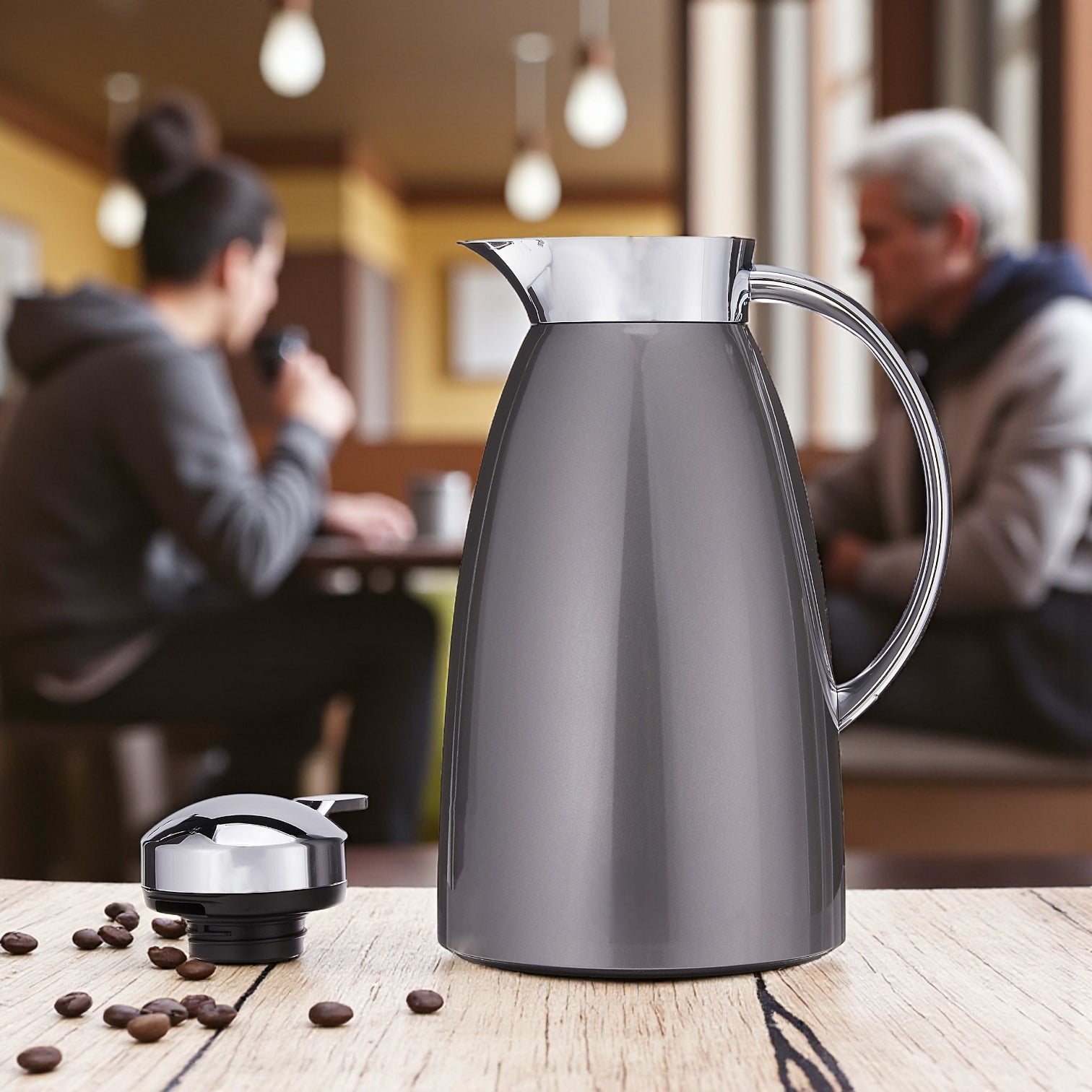 Emsa Cone Thermal Jug Swirl 1 L – Black / Silver | Premium German-Made Vacuum Flask with Glass Liner for Hot & Cold Drinks - Damoo