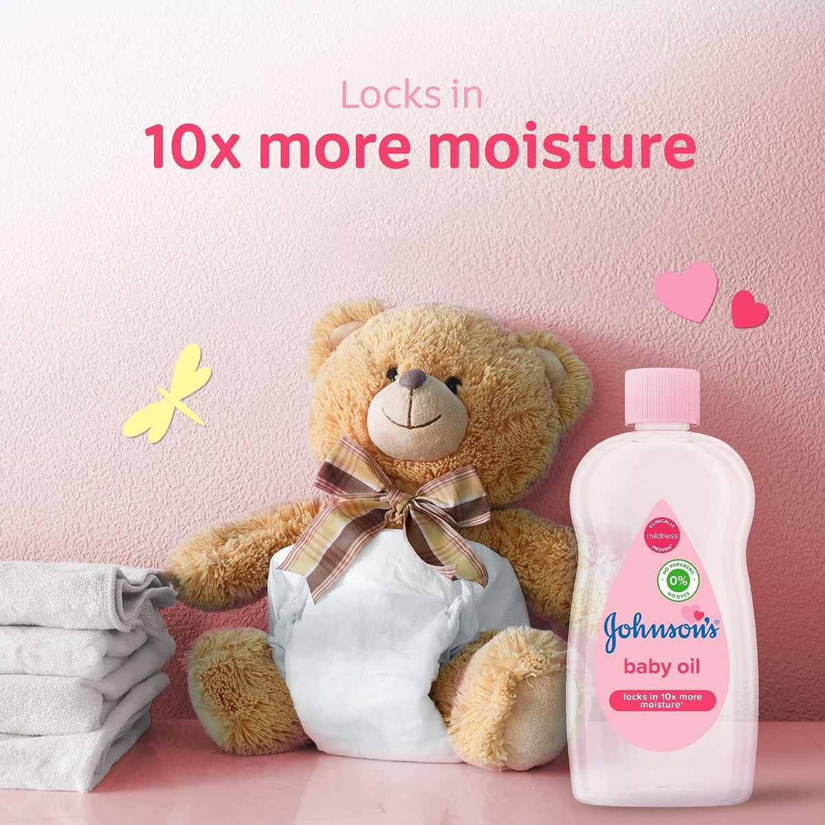 Johnson's Baby Oil 200ml – Clear Baby Oil | 0% Parabens and Dyes | Moisture-Locking Care