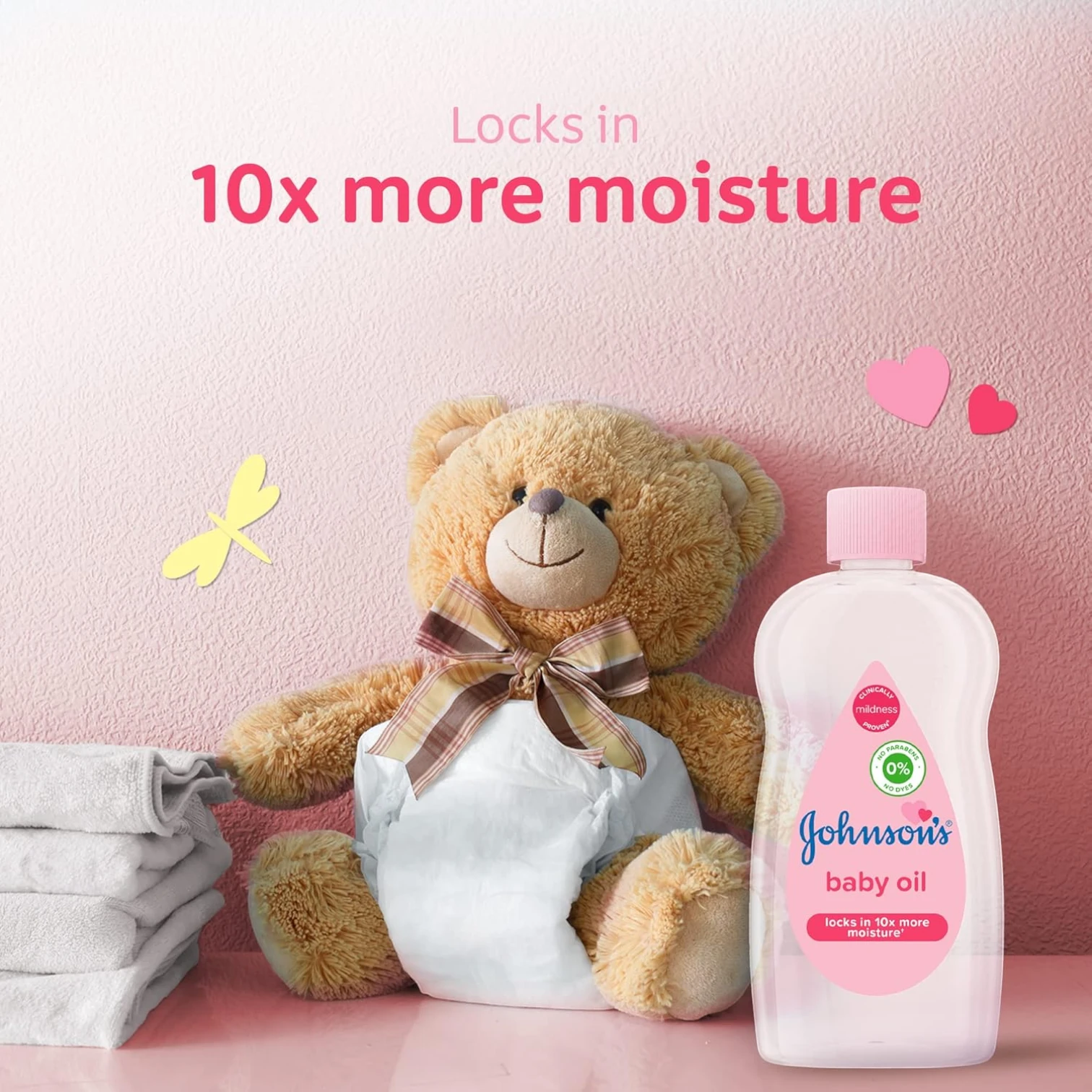 Johnson’s Baby Oil – 300ml | Locks in 10x More Moisture | Hypoallergenic & Gentle Baby Massage Oil | Free from Dyes, Parabens & Alcohol - Damoo