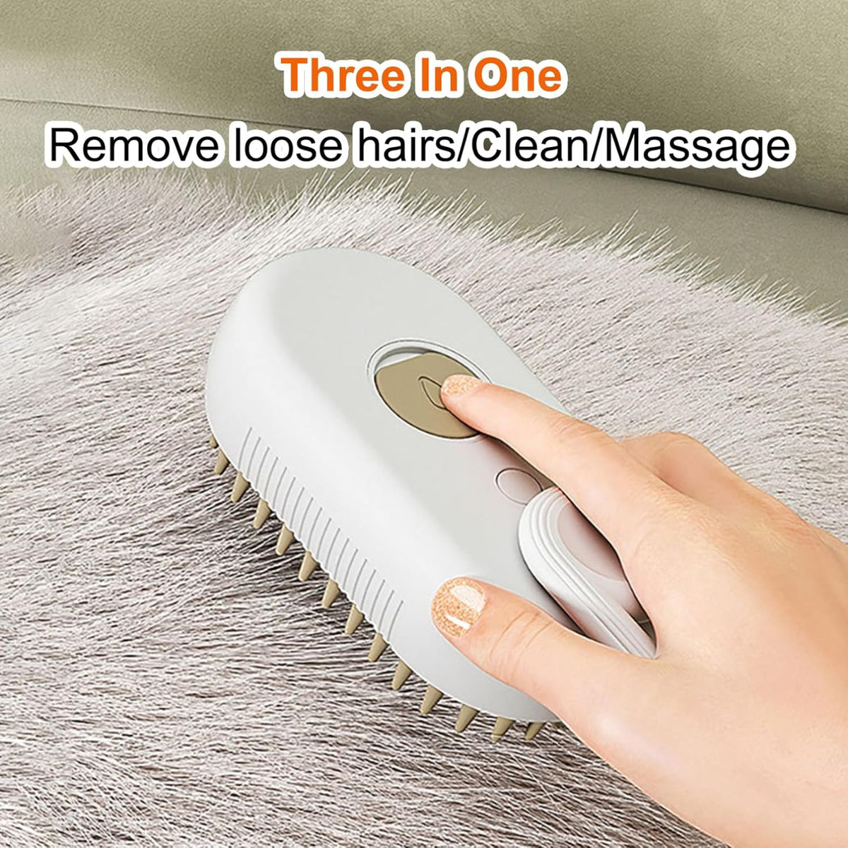 3-in-1 Cat Steam Brush – USB Rechargeable Pet Grooming Brush with Steam, Massage & Hair Removal Functions | Soft Round Comb Teeth, Safe for Cats & Dogs, Anti-Static, Portable Design for Home or Travel - Damoo