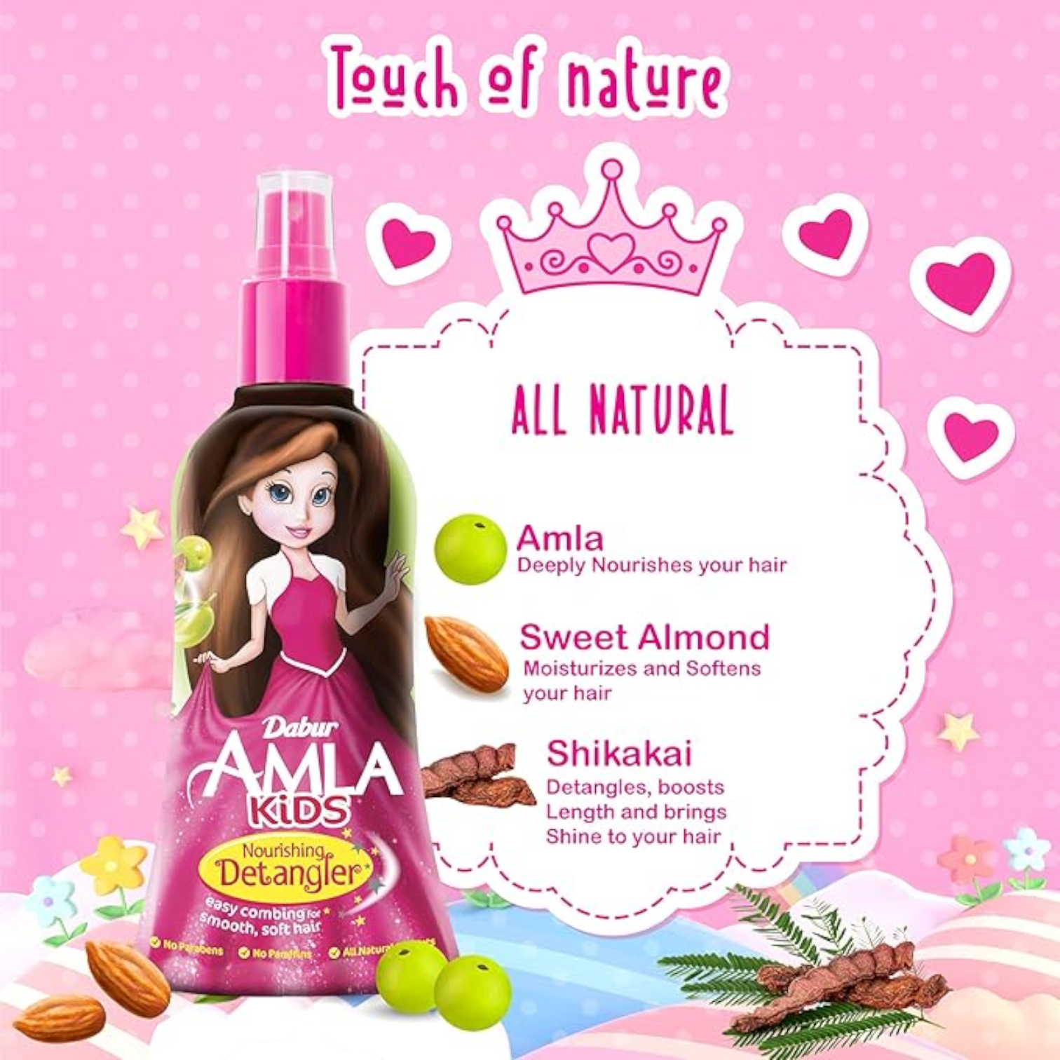 Dabur Amla Kids Nourishing Hair Detangler Spray 200ml – Easy Combing, Smooth & Soft Hair, Paraben & Paraffin Free - Damoo