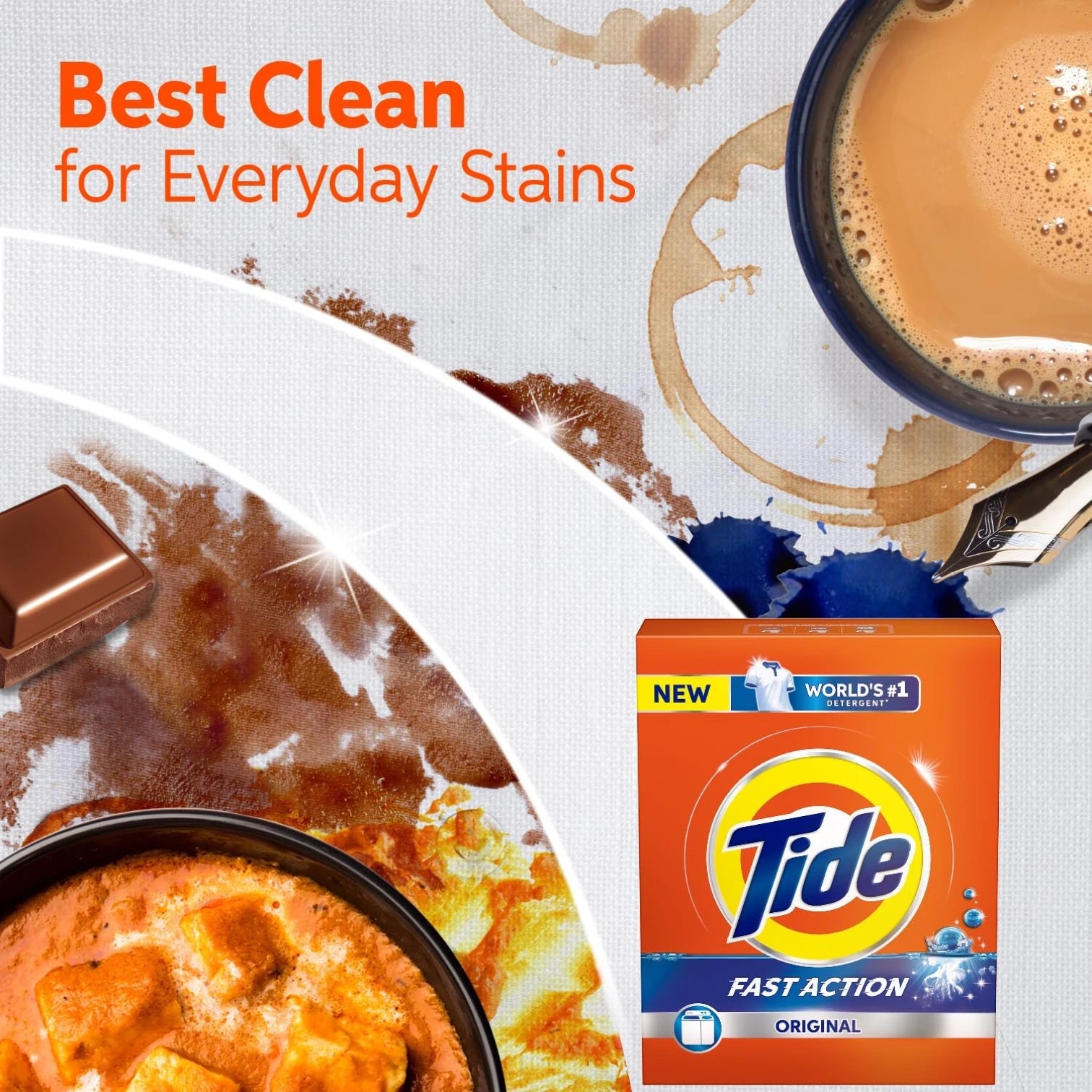 Tide Original Laundry Detergent Powder 5kg – Triple Power Cleaning, Fast Dissolving Formula, Removes Tough Stains, Suitable for All Washing Machines & Loads, Long-Lasting Freshness - Damoo