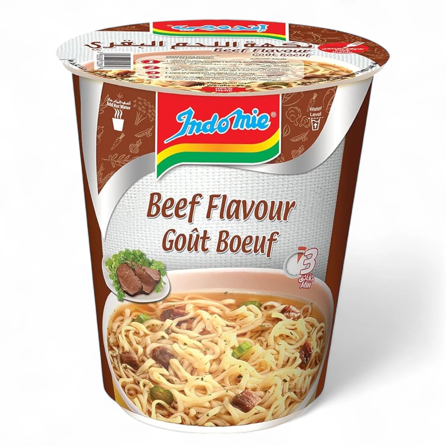 Indomie Beef Flavour Instant Cup Noodles | Halal Certified | Ready in 3 Minutes | 60g | Rich & Savory Broth | On-the-Go Meal - Damoo