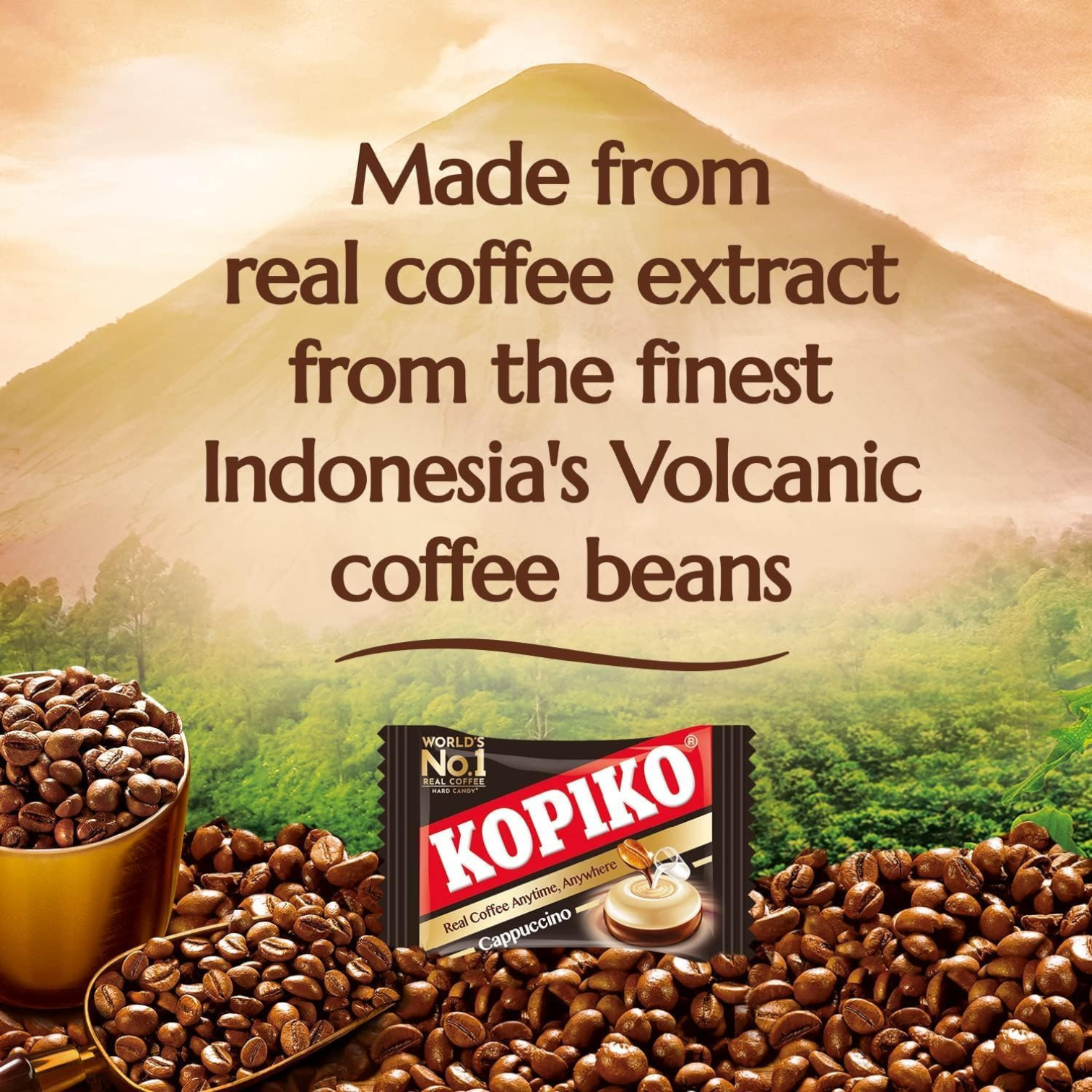 Kopiko Cappuccino Candy Bag – Creamy Coffee Flavored Hard Candy Made with Real Coffee & Milk, Individually Wrapped (140g) - Damoo
