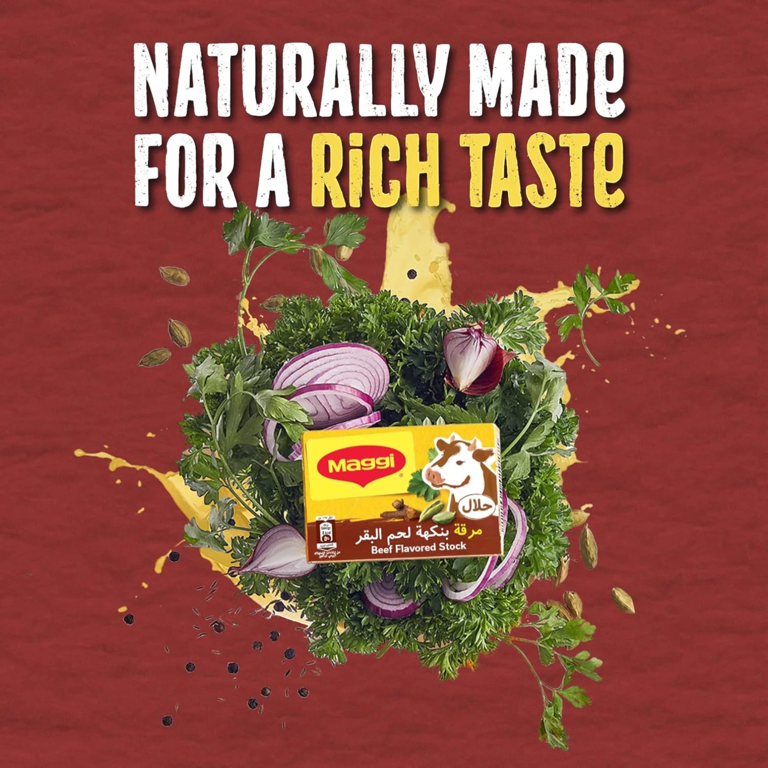 Maggi Beef Stock with Herbs Bouillon Cubes | Premium Beef Broth Seasoning with Natural Herbs & Spices, No Preservatives or Artificial Flavors – Perfect for Soups, Stews, Sauces, and Everyday Cooking - Damoo