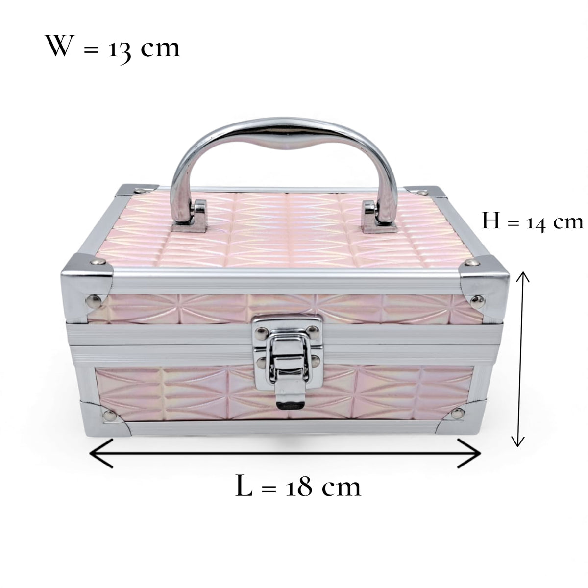 Premium Aluminum Jewelry Storage Box with Mirror & Removable Velvet Organizer – Compact Makeup & Accessories Case (H14cm x W13cm x L18cm) - Damoo
