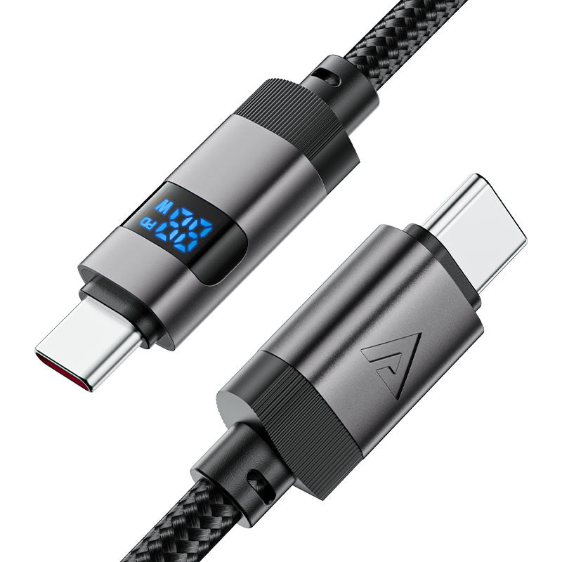 ACEFAST Acewire Pro C11-03 USB-C to USB-C Magnetic Charging Cable – 1.2m Black Nylon Braid, 60W Fast Charging, USB 2.0 Data Transfer