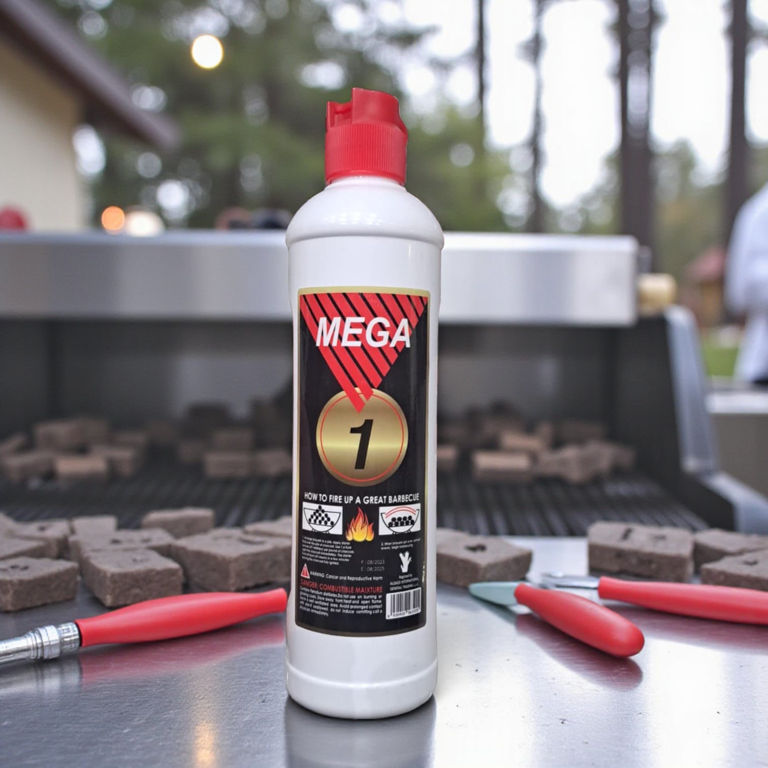 Mega 1 Fire Starter Liquid for BBQ & Charcoal – Quick Ignition, Safe & Easy to Use, Long-Lasting Combustible Fuel for Outdoor Barbecue & Grilling - Damoo