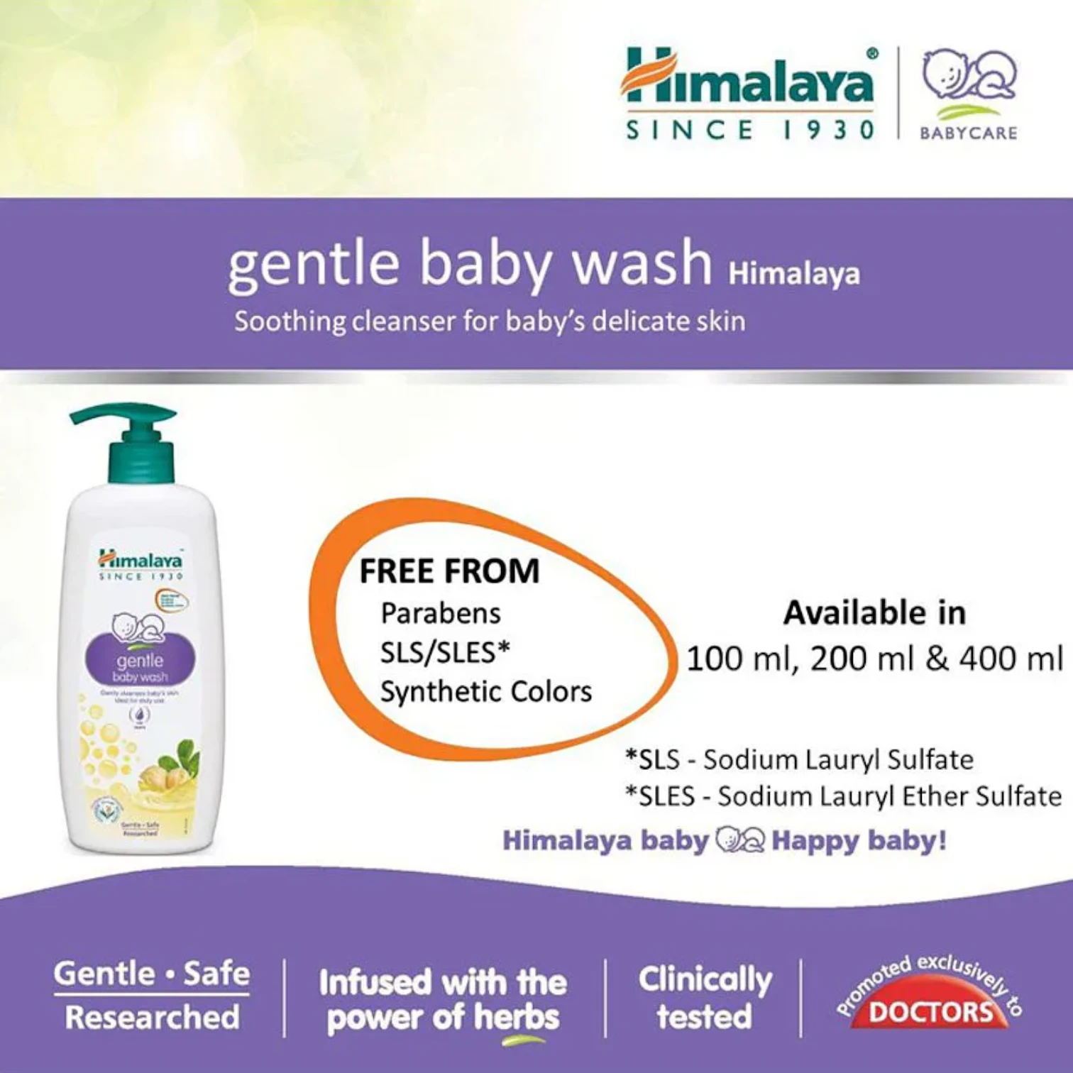 Himalaya Gentle Baby Wash 400ml – Head to Toe Cleanser for Newborns | Soap-Free & Tear-Free | With Chickpea, Green Gram & Fenugreek | No Parabens or Phthalates - Damoo