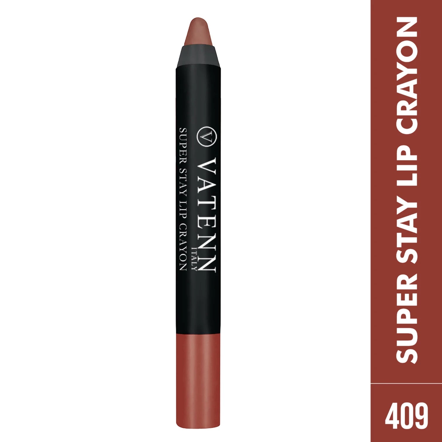 Vatenn Italy Super Stay Lip Crayon Lipstick – Shade 409 CUPID, Long-Lasting Matte Cream Finish, Non-Drying Hydrating Formula, Precision Lip Color - Damoo