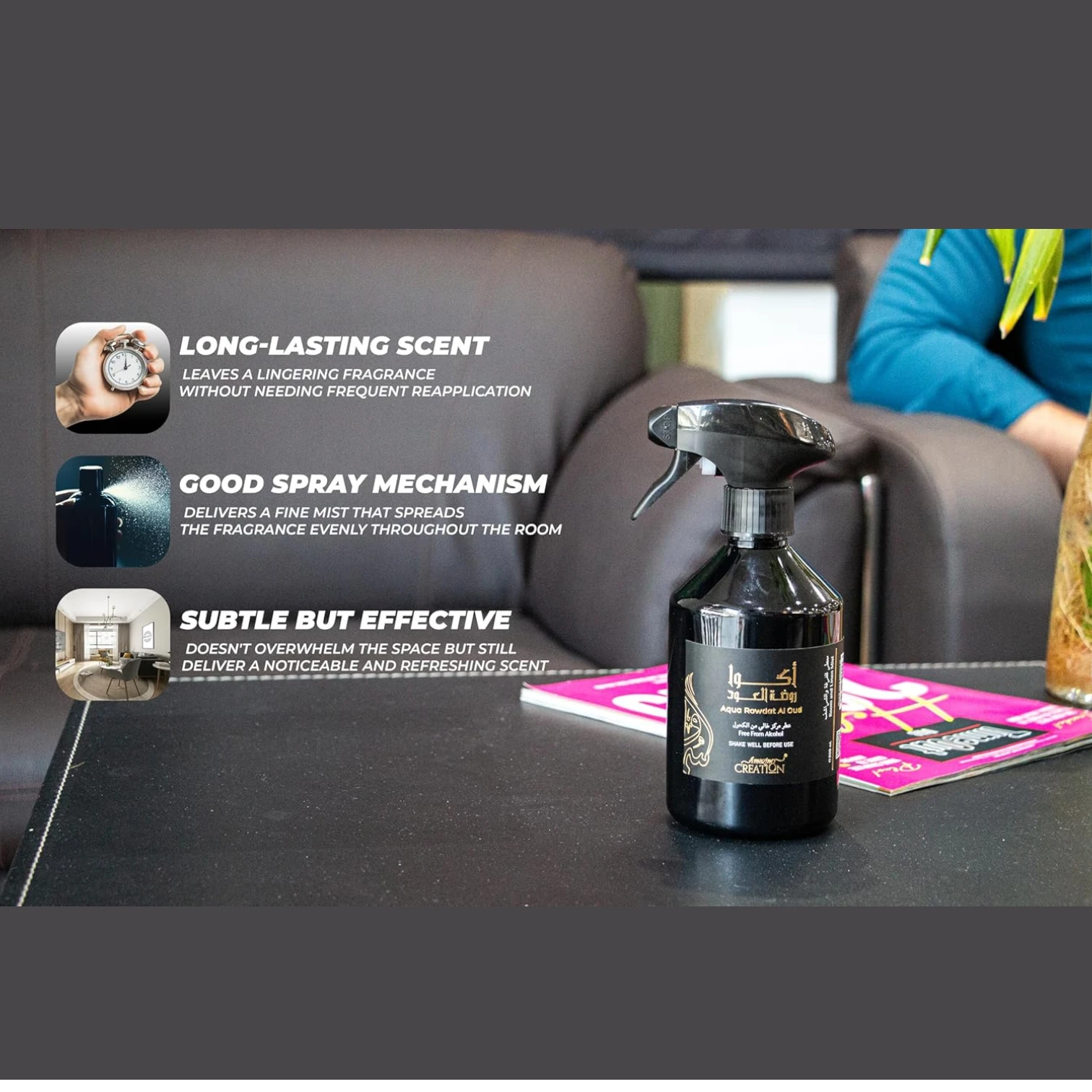 Amazing Creation Aqua Rowdat Al Oud Room And Linen Mist, Room Freshener 500ml - Damoo