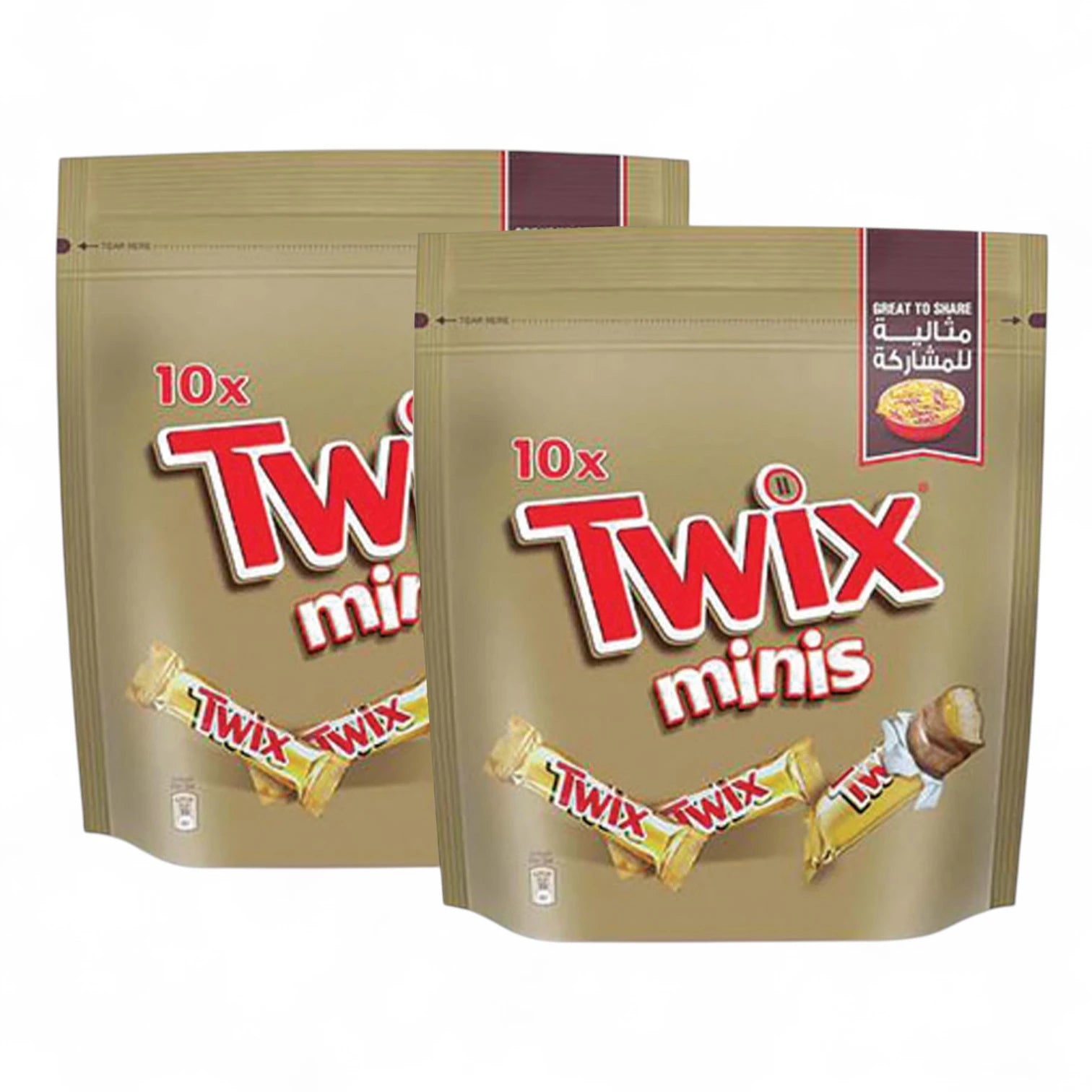 Twix Minis Chocolate Bars β 10 Pieces | Crunchy Shortbread with Caramel & Milk Chocolate β 2 x 200g Special Offer Pack - Damoo