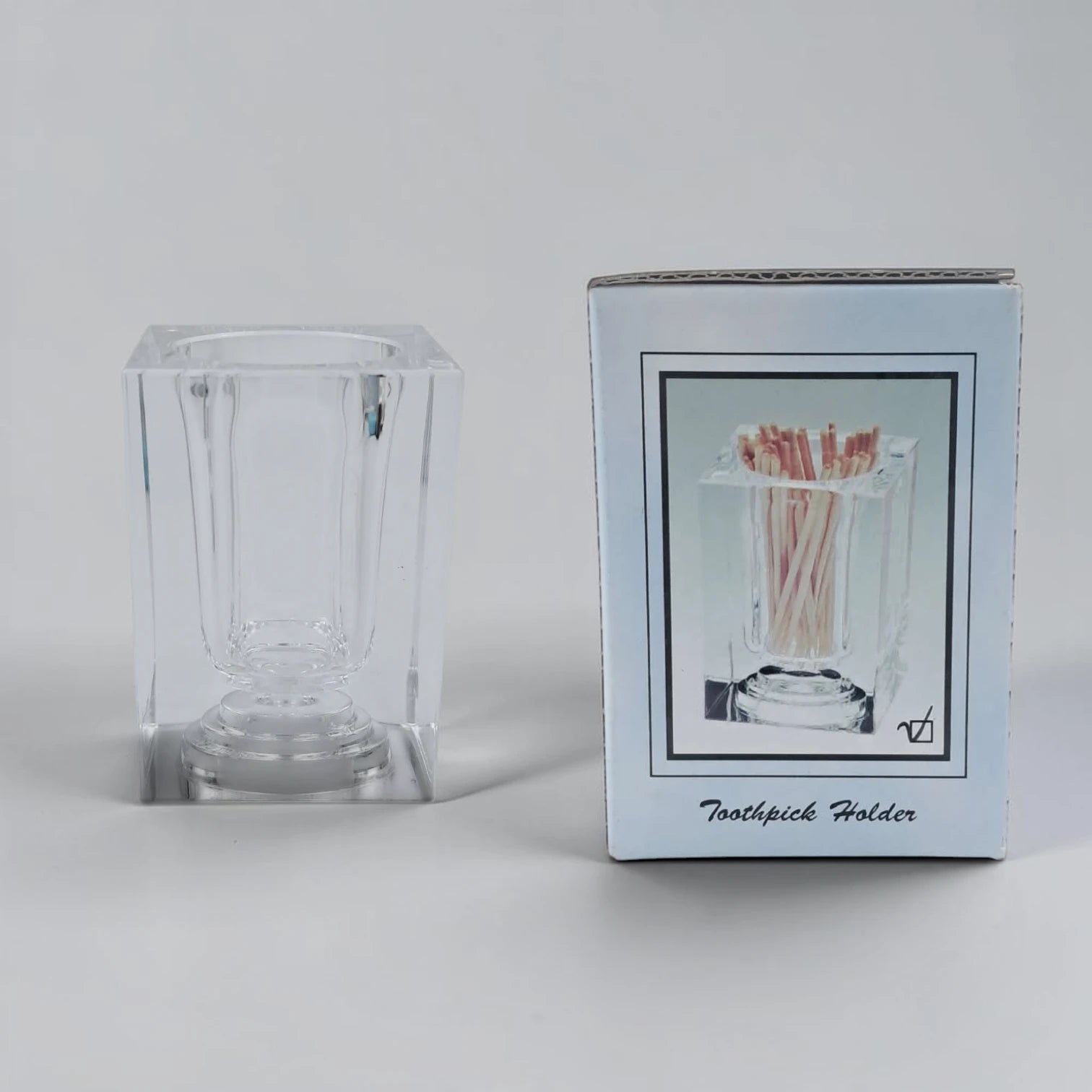Clear Acrylic Toothpick Holder, Multi-Purpose Cotton Swab & Pen Holder (8H x 5L x 5W CM), Stylish Tabletop Organizer – Available in 2 Designs - Damoo