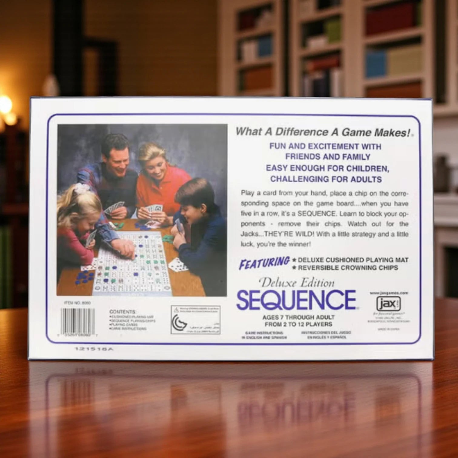 Sequence Deluxe Edition Board Game – Original Branded Card & Strategy Game for Kids, Adults & Families | Fun Party Game for 2–12 Players Age 7+ - Damoo