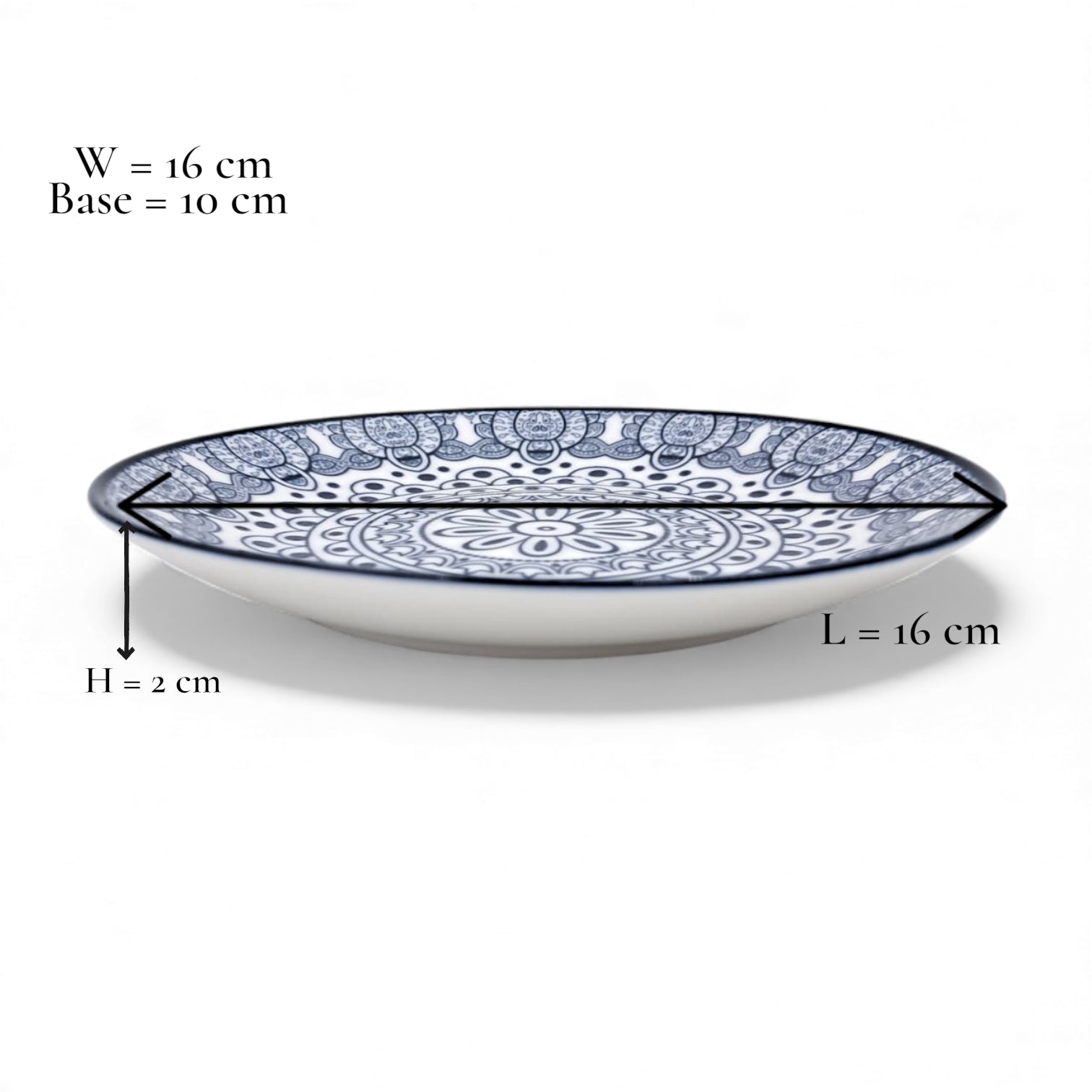 Che Brucia Ceramic Round Mandala Pattern Plate – 16cm Appetizer / Snack / Dessert Serving Plate – Heat Resistant, Dishwasher & Microwave Safe – Boho Tableware for Home & Restaurants
