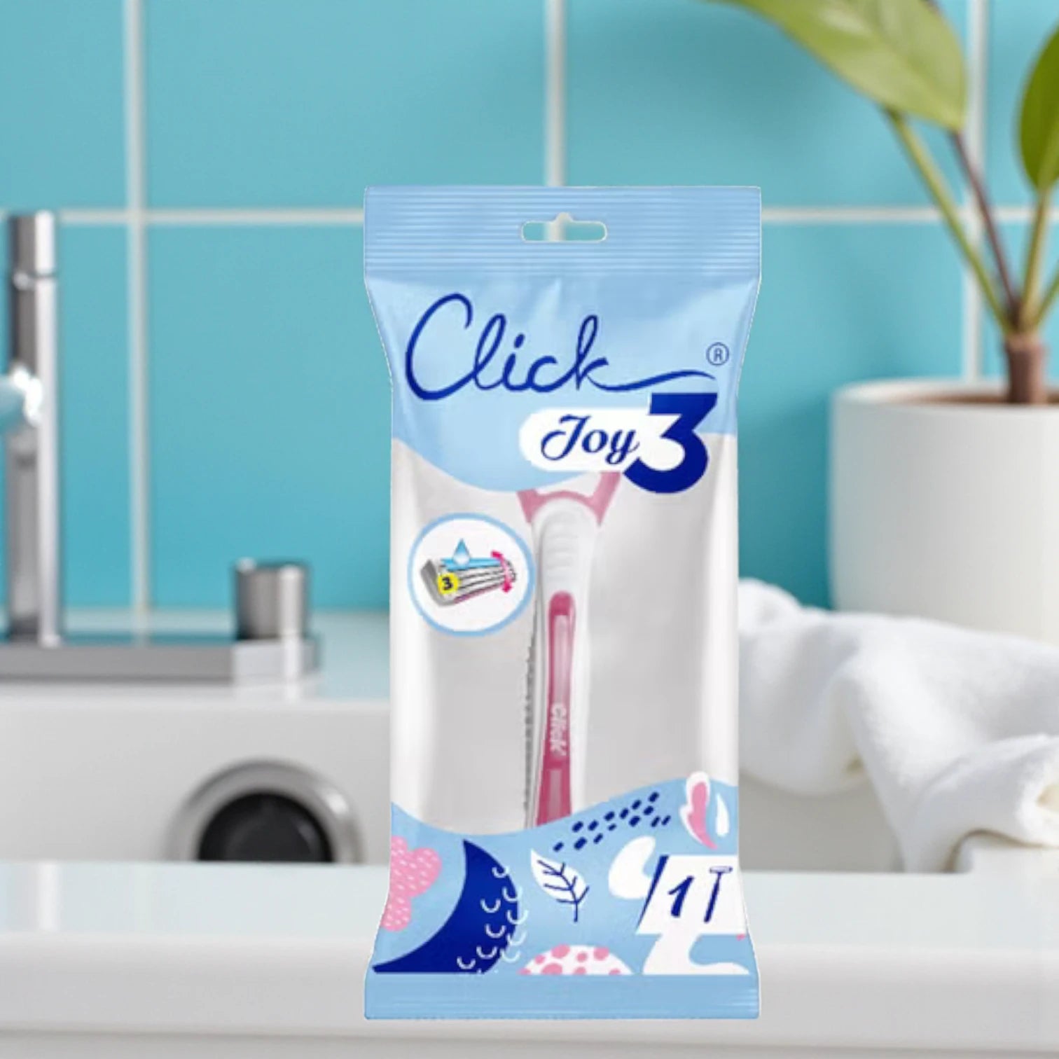 Click Joy3 Women’s Razor – Triple Blade Disposable Shaver for Smooth & Gentle Shaving, Comfort Grip Handle – 1 Piece Pack - Damoo