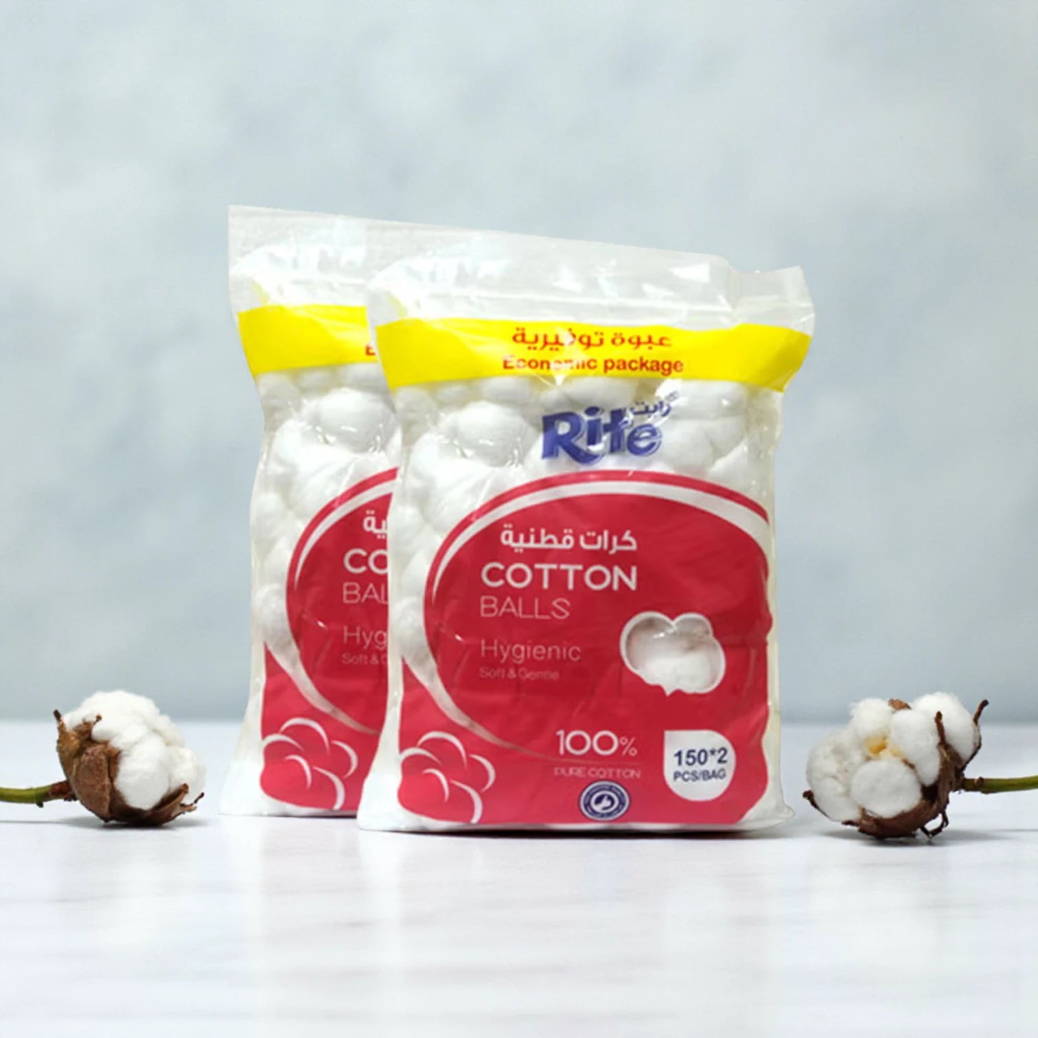 Rite Soft & Gentle Cotton Balls – 150 Pcs x 2 Pack (300 Total) | Hygienic, Multi-Purpose Cotton for Beauty, Baby Care & Home Use - Damoo
