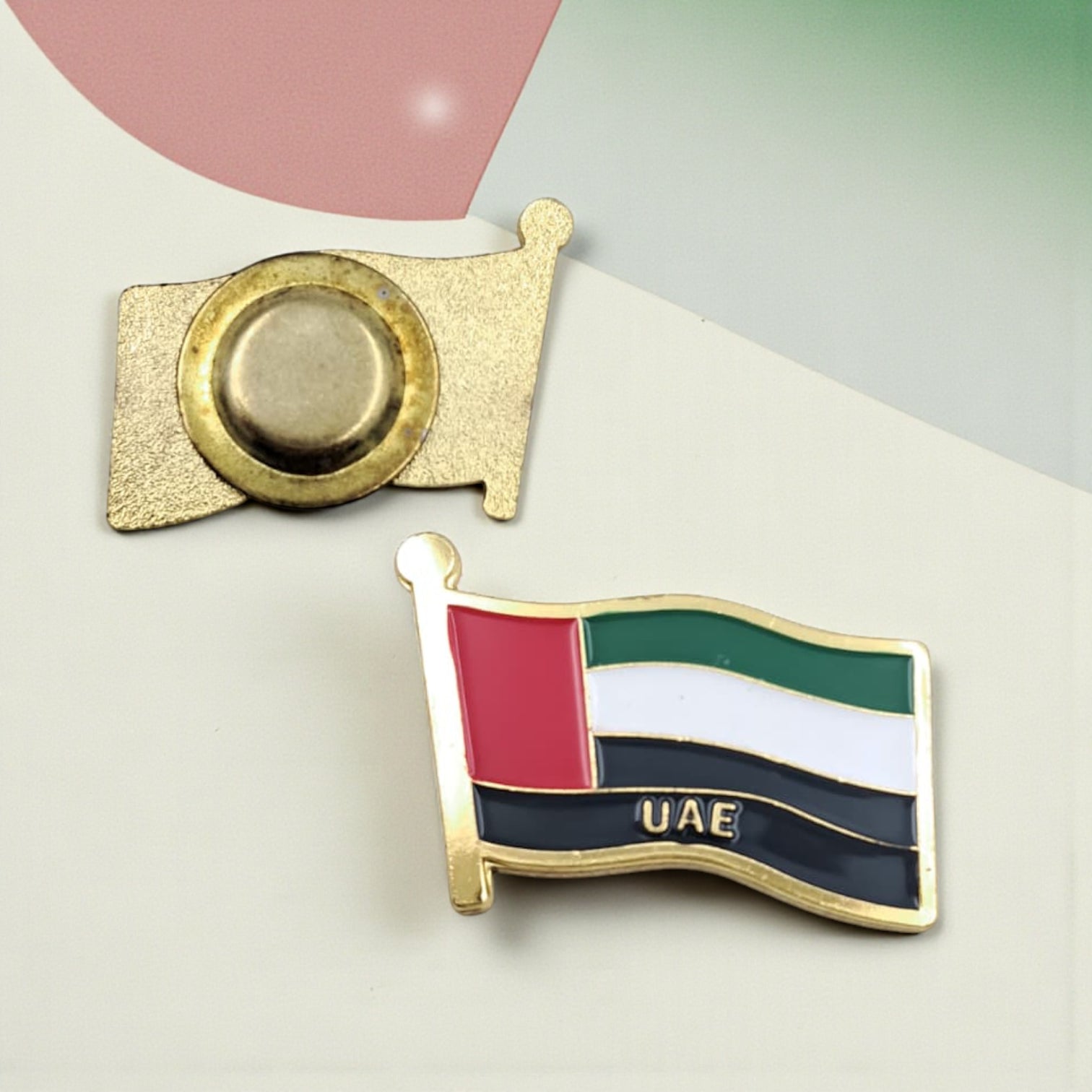 UAE Flag Magnetic Badge – Enamel Lapel Magnet with Gold Trim – National Day Accessory (H2cm x W3cm) - Damoo