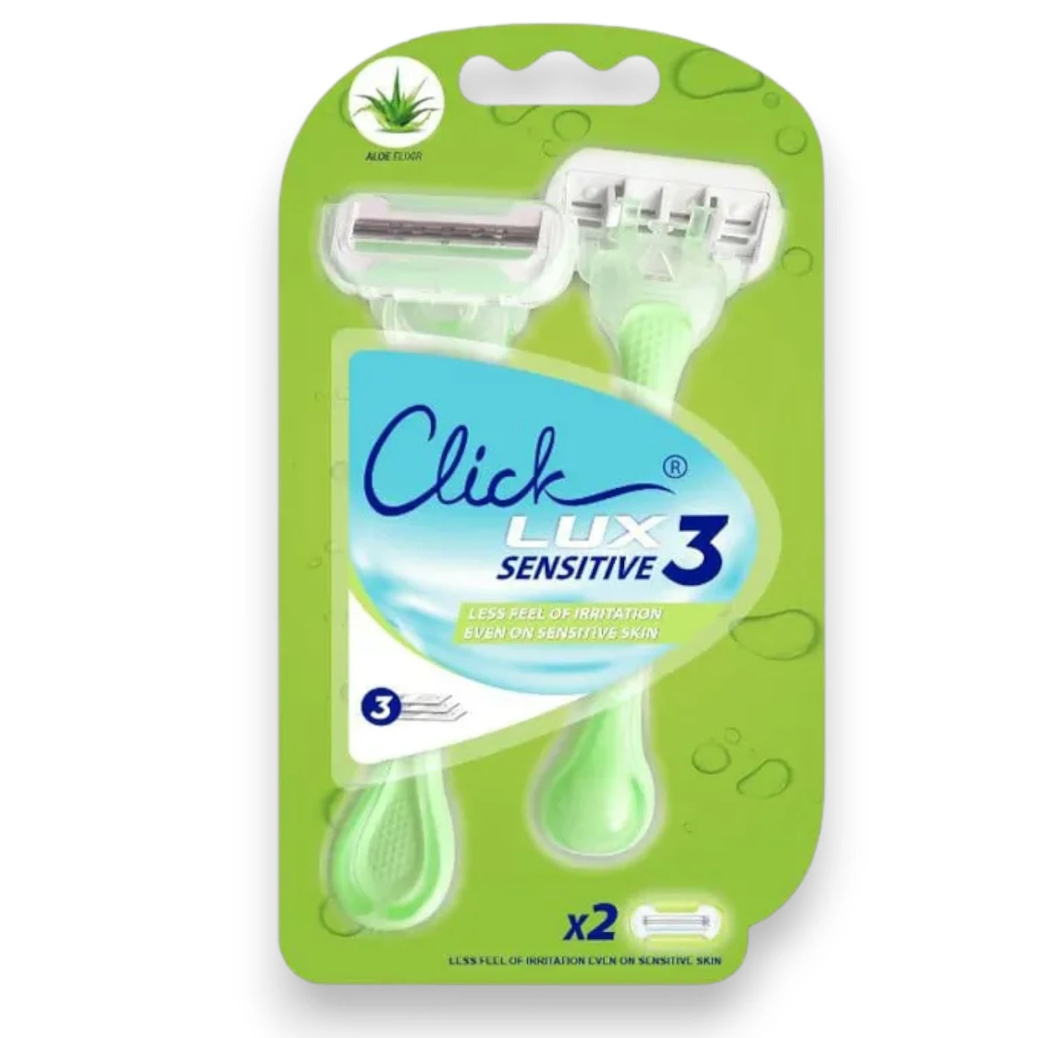 Click Lux Sensitive 3 Women’s Razor – 3 Blades with Aloe Vera Strip, Gentle on Sensitive Skin, Smooth & Comfortable Shave, Pack of 2