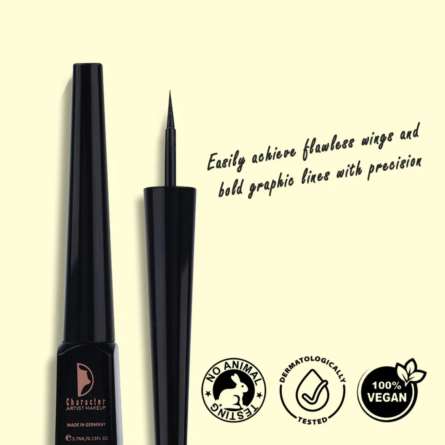 Character Fabulous Liquid Eyeliner C601 | Smudge-Proof, Waterproof & Long-Lasting Jet Black Eyeliner | Ultra-Precision Brush for Bold, Defined & Dramatic Eye Makeup - Damoo