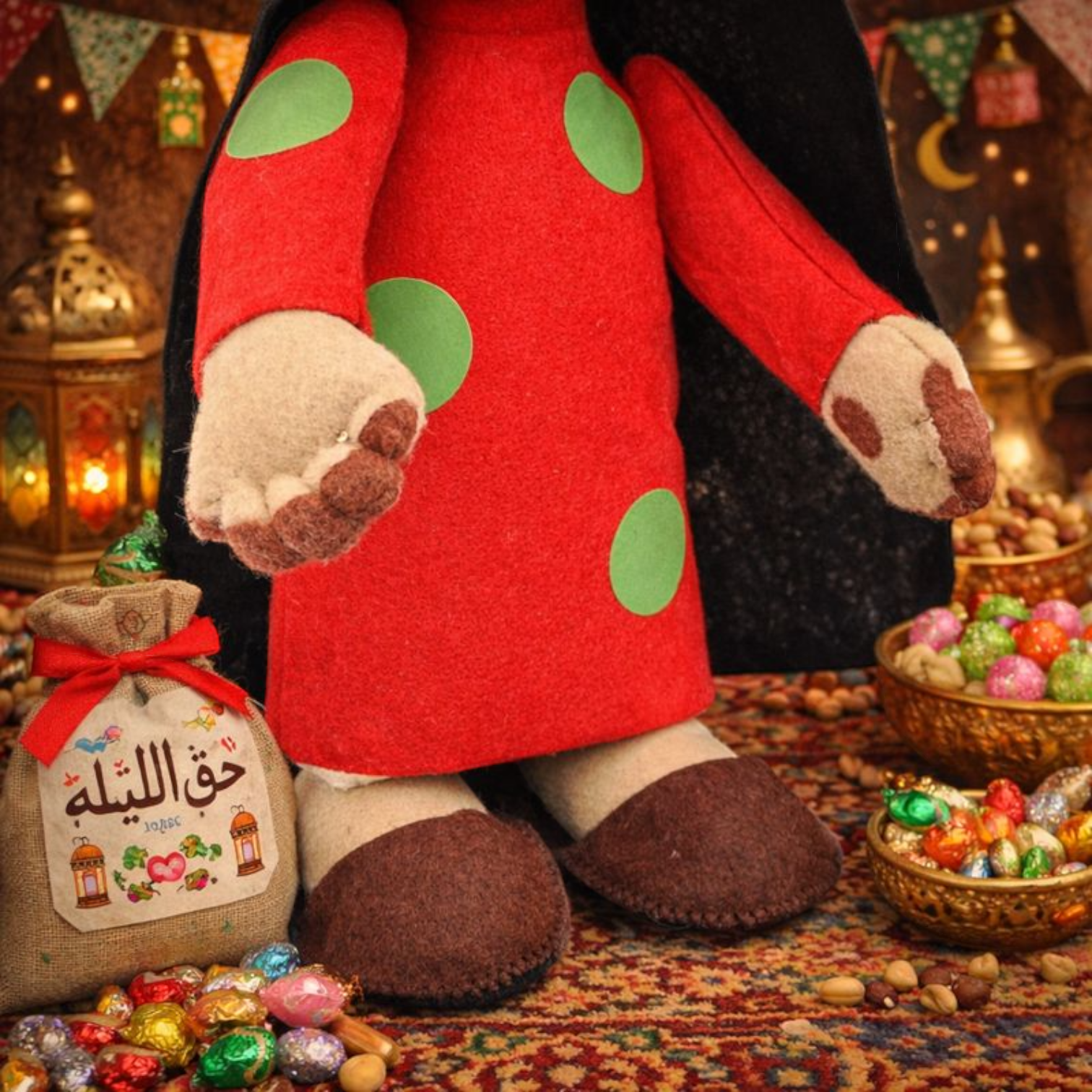 Freej Um Saeed Traditional Emirati Doll – Authentic Heritage Character Figure for Haq Al Lail, National Day & Cultural Décor, Soft Plush Collectible Inspired by Emirati TV Icon (34H x 20L × 14W CM) - Damoo