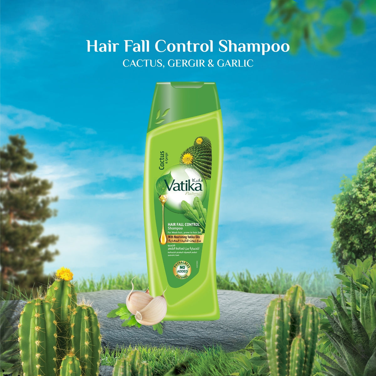 Vatika Hair Fall Control Shampoo – Cactus & Gergery 200 ML | Nourishing Vatika Oils | For Weak Hair