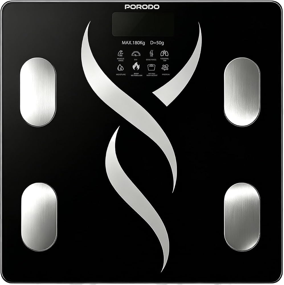 PORODO SOMAFIT SYNC Smart Bluetooth Body Scale – 180kg Capacity | 17 Body Metrics | Digital Display | Apple & Google Health Sync