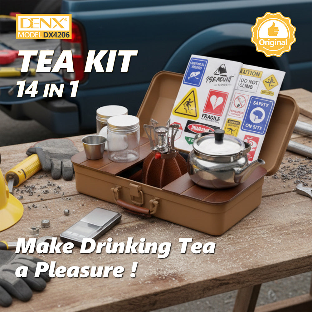 DENK 14 IN 1 Tea Kit DX4206 – High Borosilicate Glass Tea Set, High-Temperature Resistant, Easy to Clean, with Carrying Case for Home and Travel