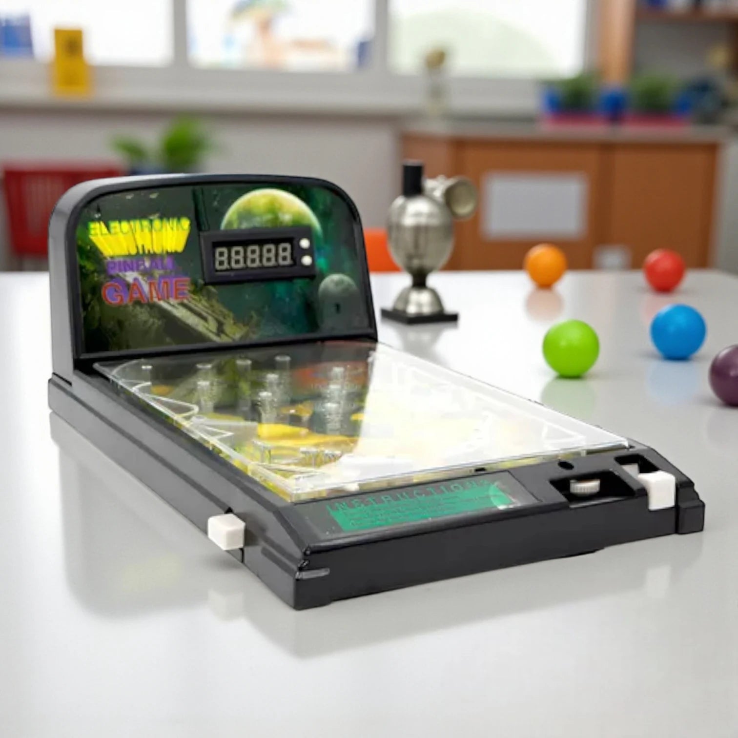 Electronic Pinball Game – Battery Operated Pinball Machine with Laser Sound, Auto Score, Double Flippers & Spring Bumpers | Retro Arcade Toy for Kids 3+ & Adults