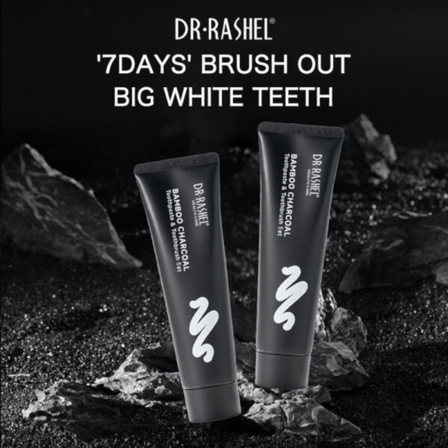 Dr. Rashel Bamboo Charcoal Toothpaste & Soft-Bristle Toothbrush Set – Deep Cleaning, Whitening & Fresh Breath – 120g + 1pc - Damoo