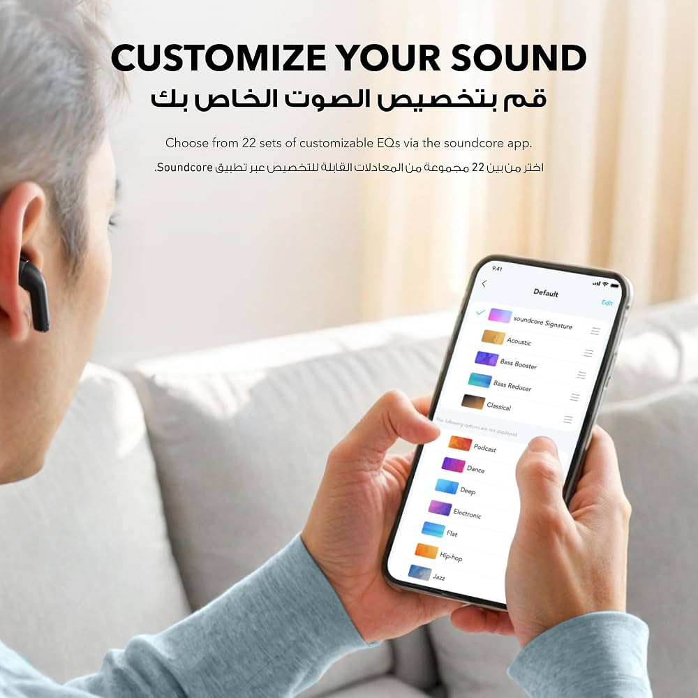سماعات أذن لاسلكية soundcore K20i باللون الأسود مع علبة شحن | BassUp، مكالمات واضحة، شحن سريع، تشغيل 6/36 ساعة وIPX5