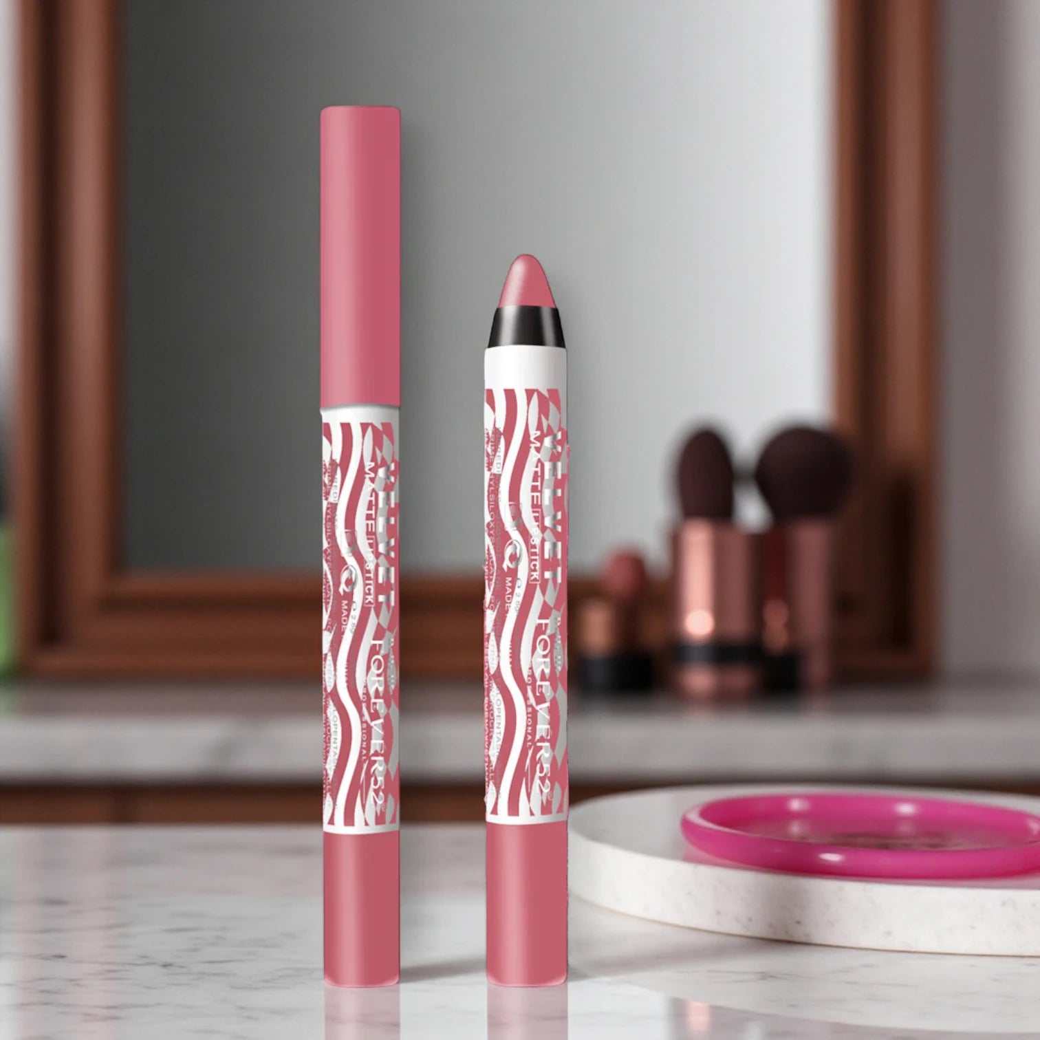 Forever52 Velvet Matte Lipstick Peachy Pink FT002 | Long-Lasting, High-Pigment, Comfortable Matte Lip Color - Damoo