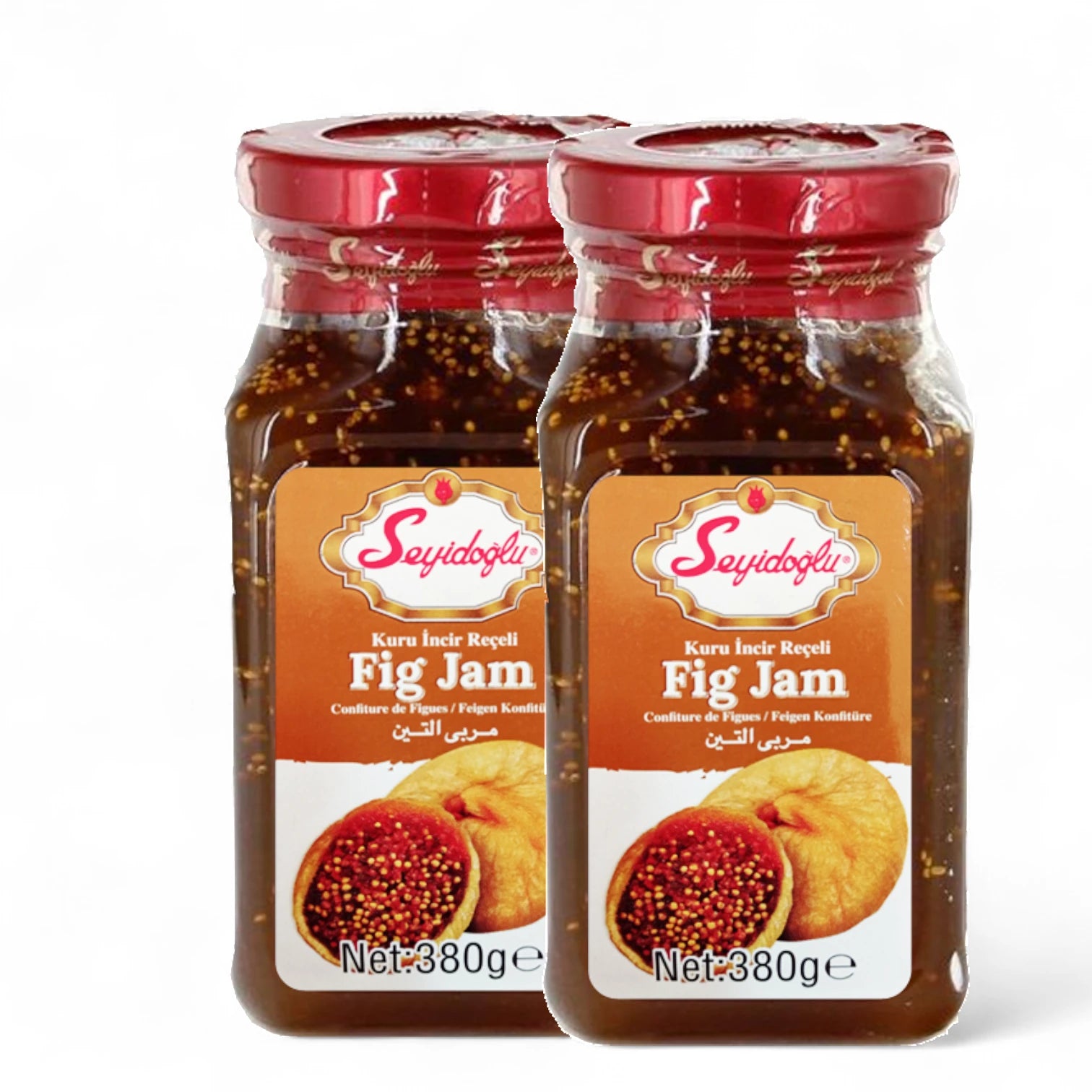 Seyidoglu Fig Jam – Pack of 2 x 380g | Authentic Turkish Fig Preserve Made with Sun-Ripened Figs | Rich & Natural Fruit Spread for Toast, Cheese & Desserts - Damoo